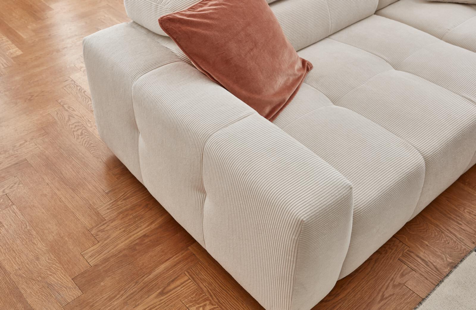 Candy Polsterecke DENVER ca. 258x217cm in Stoff Feincord weiß, Kissen, Dekoration für Zuhause, Mobiliar, Couch, Kopfkissen