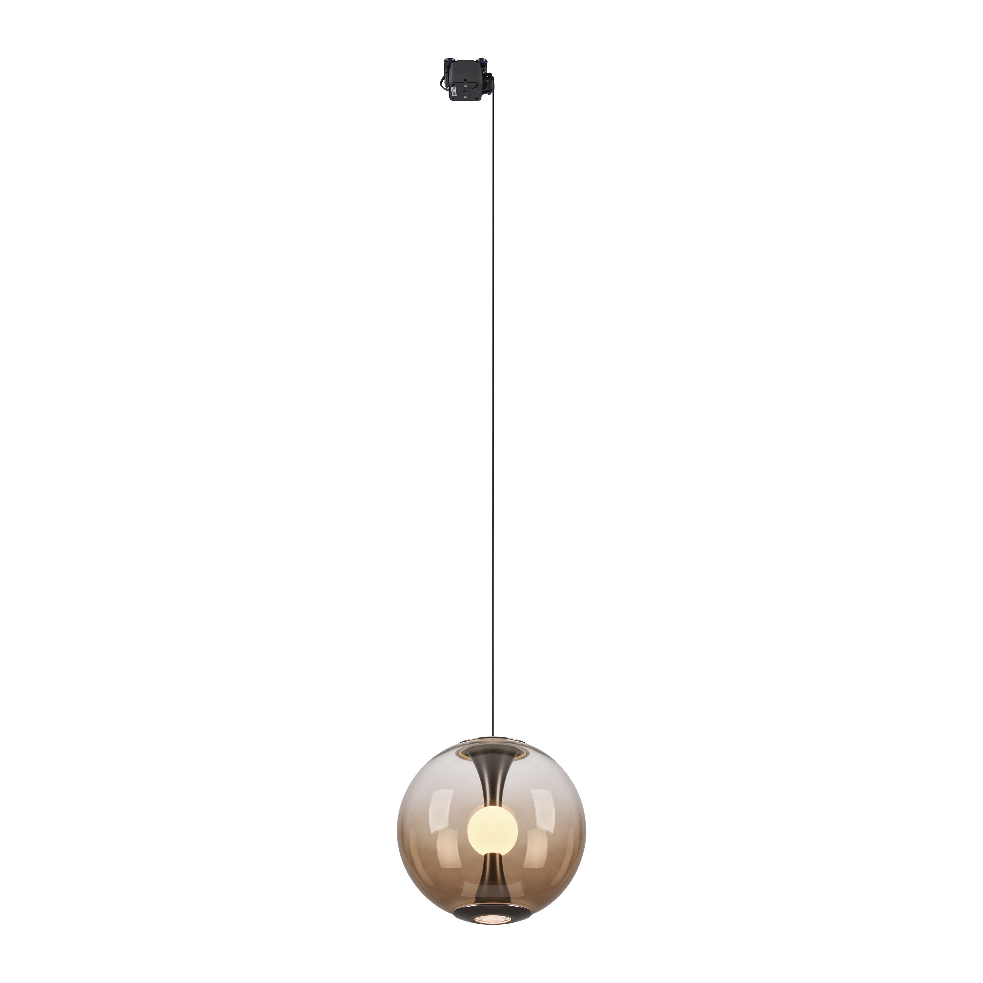 Paul Neuhaus LED-Pendelleuchte Base PURE BASE-GLOW 1-flammig in Farbe dark-metal brown, Hängeleuchte, Glaskugel, einfaches Design, Beleuchtung, E27-Lampenschirm