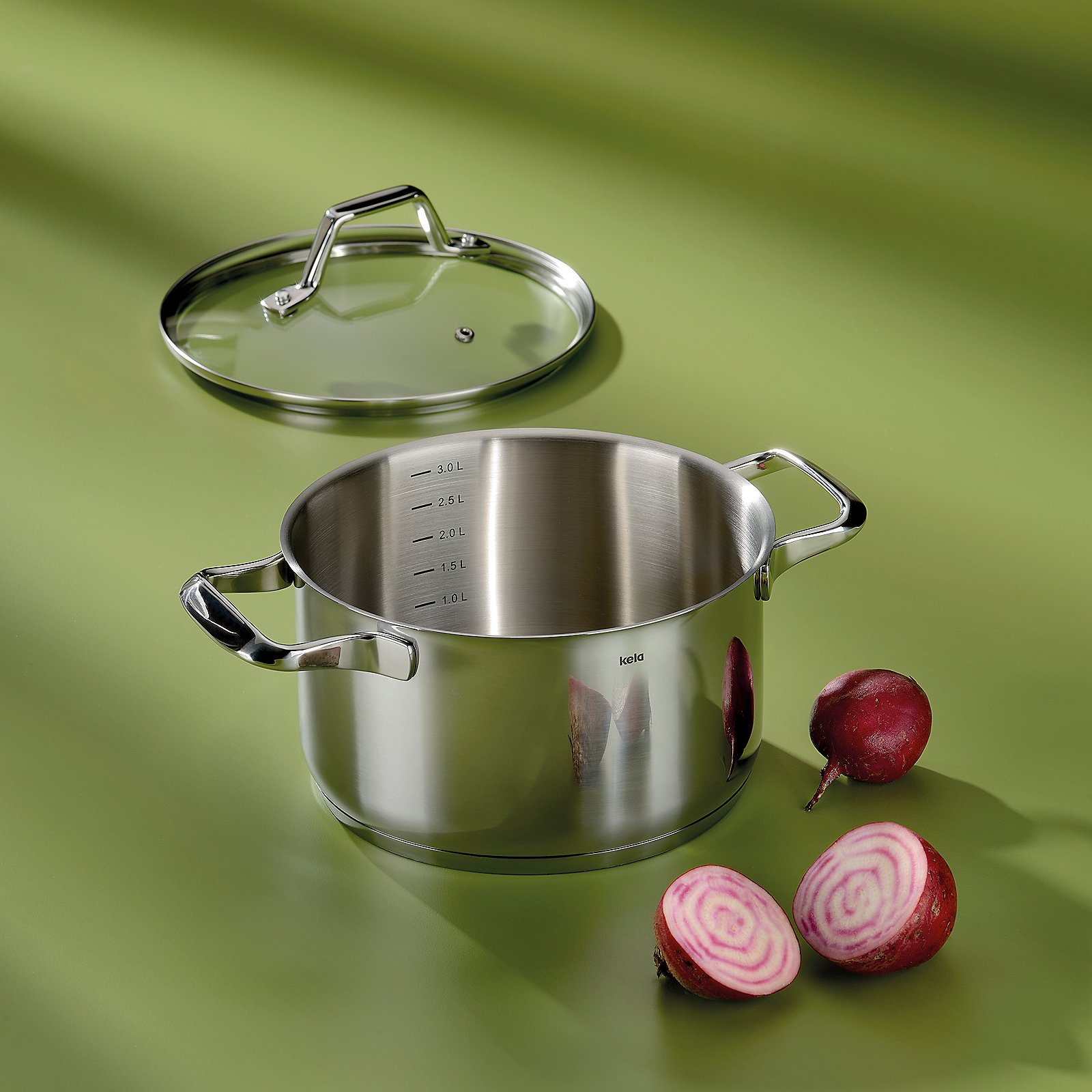 Kela Fleischtopf LUCCA in Farbe silber glänzend, Kochtopf, Stahl, Edelstahl, Topfset, Durchmesser 3L