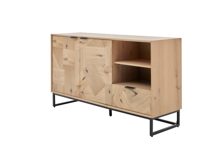 Roomio Sideboard NO. 2002 in Eiche Echtholzfurnier natur / Front Patchwork-Design Roomio Sideboard NO. 2002 in Eiche Echtholzfurnier natur / Front Patchwork-Design