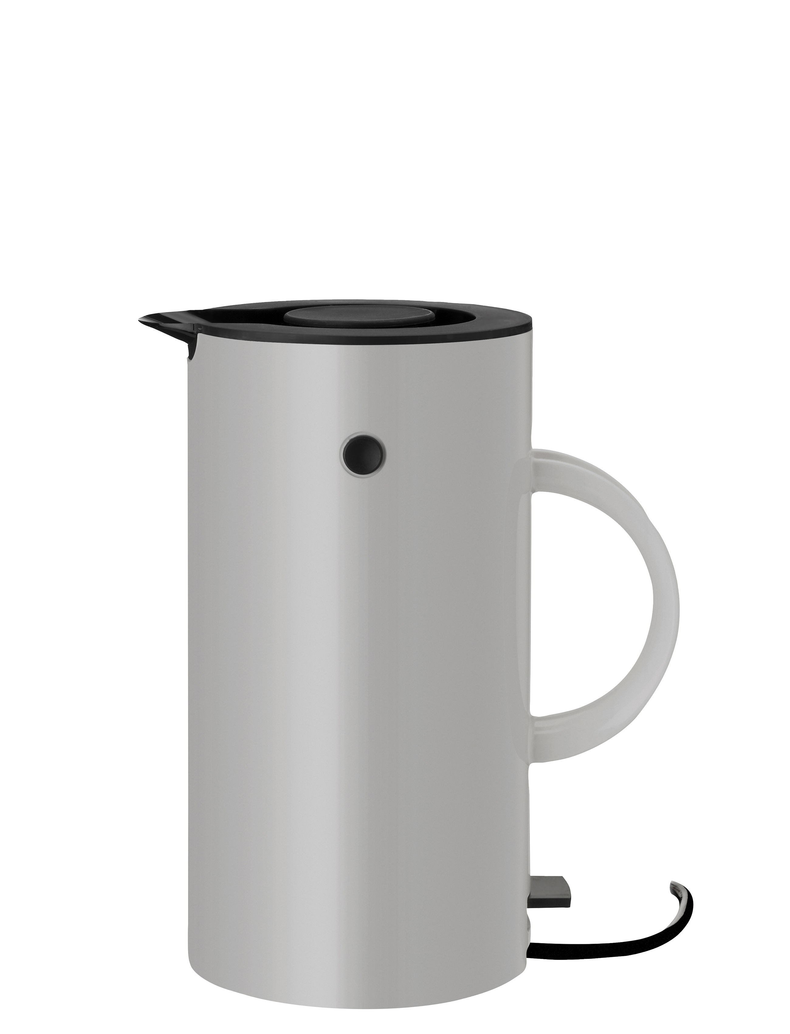Stelton Wasserkocher EM77 1,5 Liter in Farbe light grey, Kaffeemaschine, Elektrogerät, weiße Farbe, Tropftropfen, Stromkabel