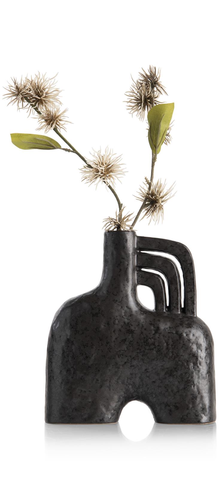 Coco Maison Vase LINA ca. B7 H21 T19 cm in Keramik schwarz/anthrazit