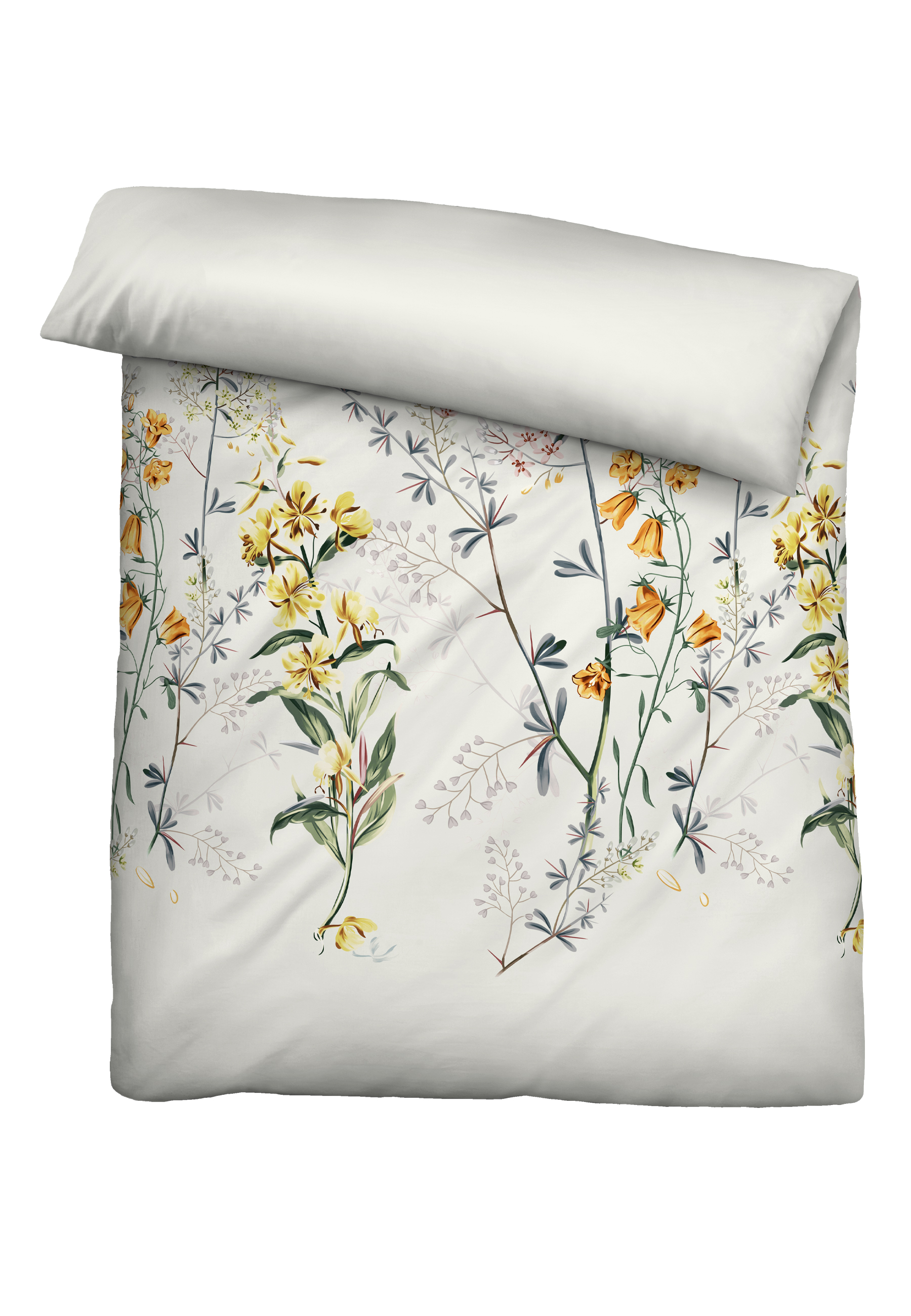 biberna SATIN-Bettwäsche ca. 155x220cm in Farbe Perlmutt, Bettbezug, Floral, Blumenmuster, Doppel-Laken, Bettwäsche, Sommerfarben
