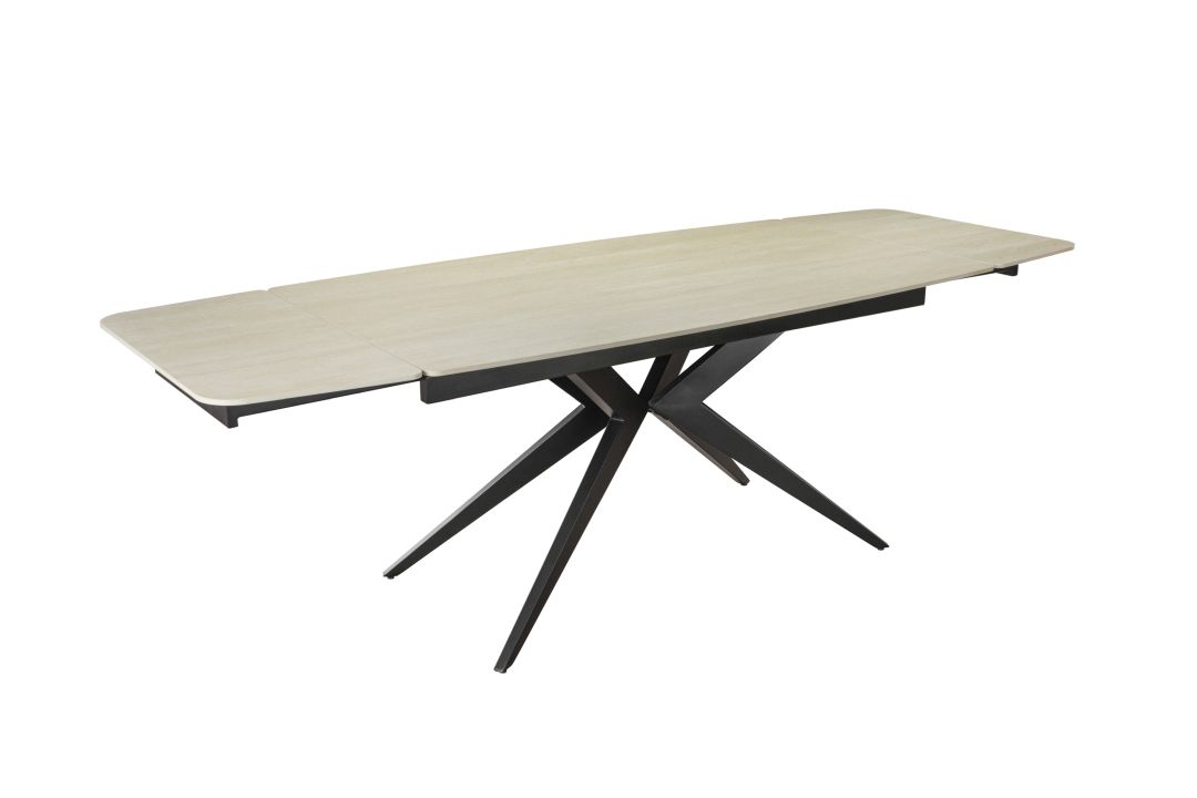 Hela Auszugstisch LIXA T ca. B160 H76 T90 cm in Platte Sintered Stone beige, Esstisch, Ausziehbar, Holztisch, Metallbeine, Holzplatte