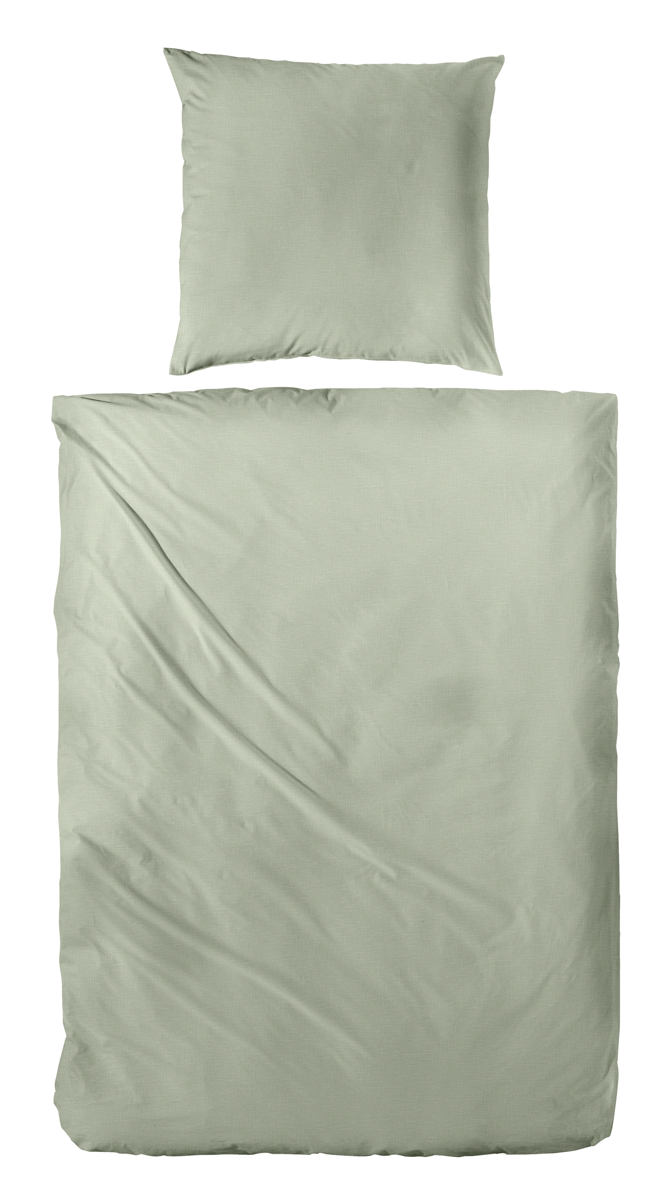 Hahn Haustextilien Halbleinen-Bettwäsche 135x200 ca. 135x200cm, Kopfkissen ca. 80x80cm in Farbe hellolive, Kissen, Dekoration für Zuhause, Leinen