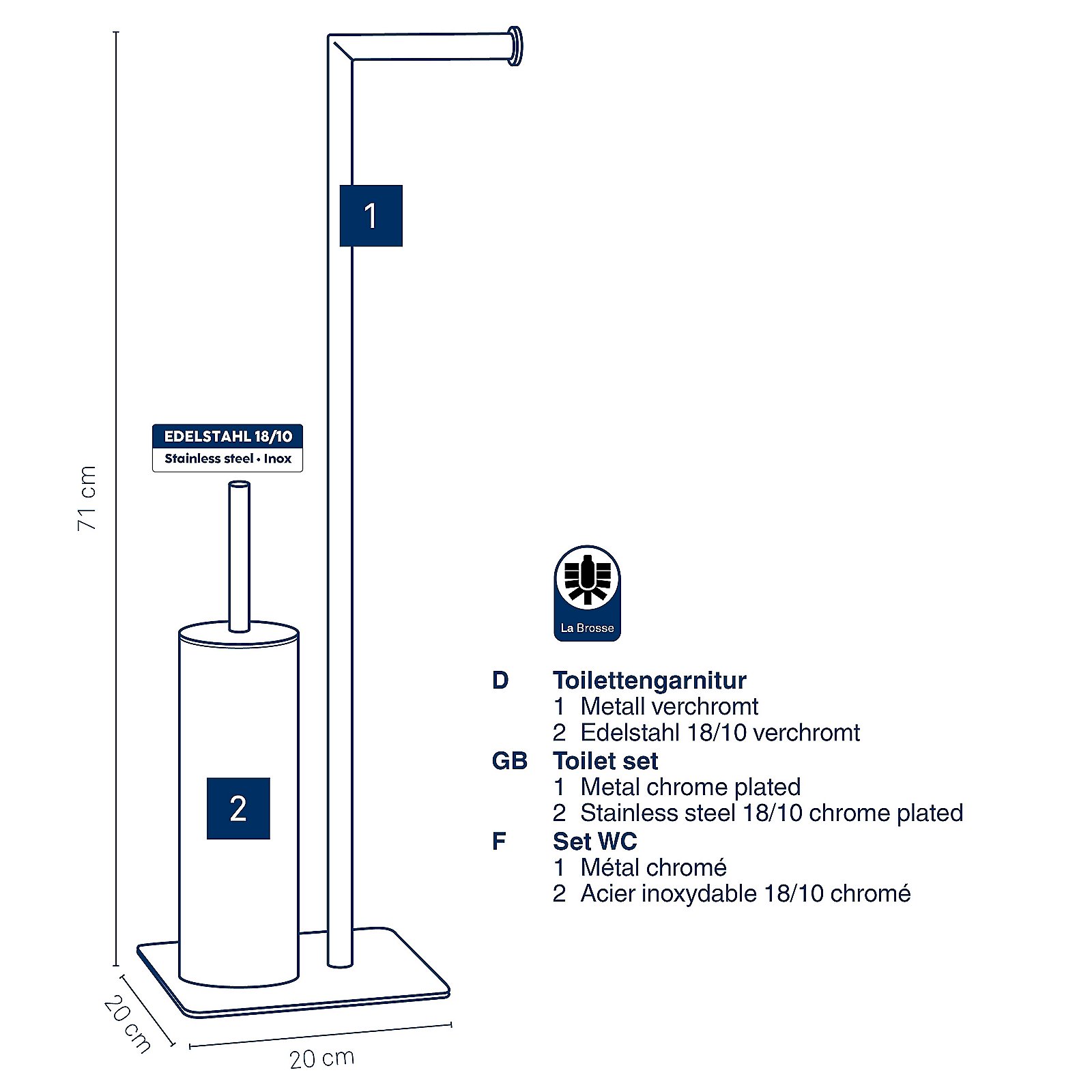 Kela Toilettengarnitur STYLE in Farbe silber glänzend