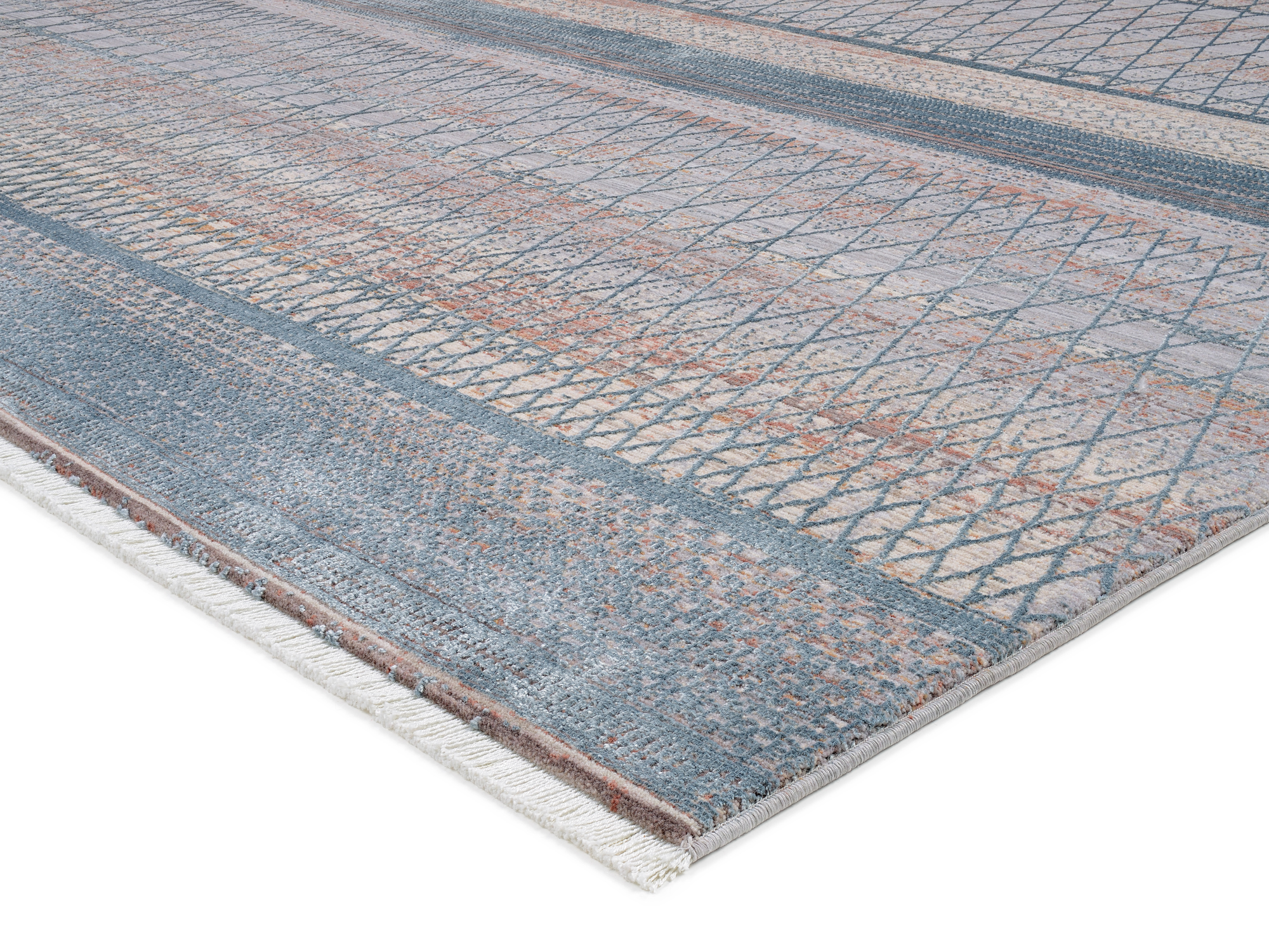OCI Webteppich ca. 160x230cm in Farbe blau-creme
