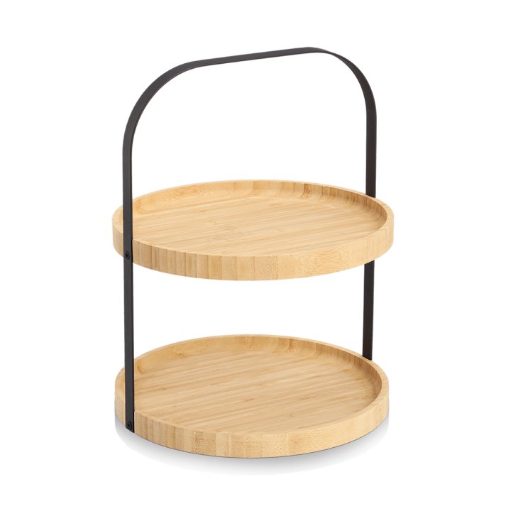 Zeller Etagere in Schwarz, Holzregal, Zweistöckiges Regal, Holzplatten, Metallrahmen, Küchenregal