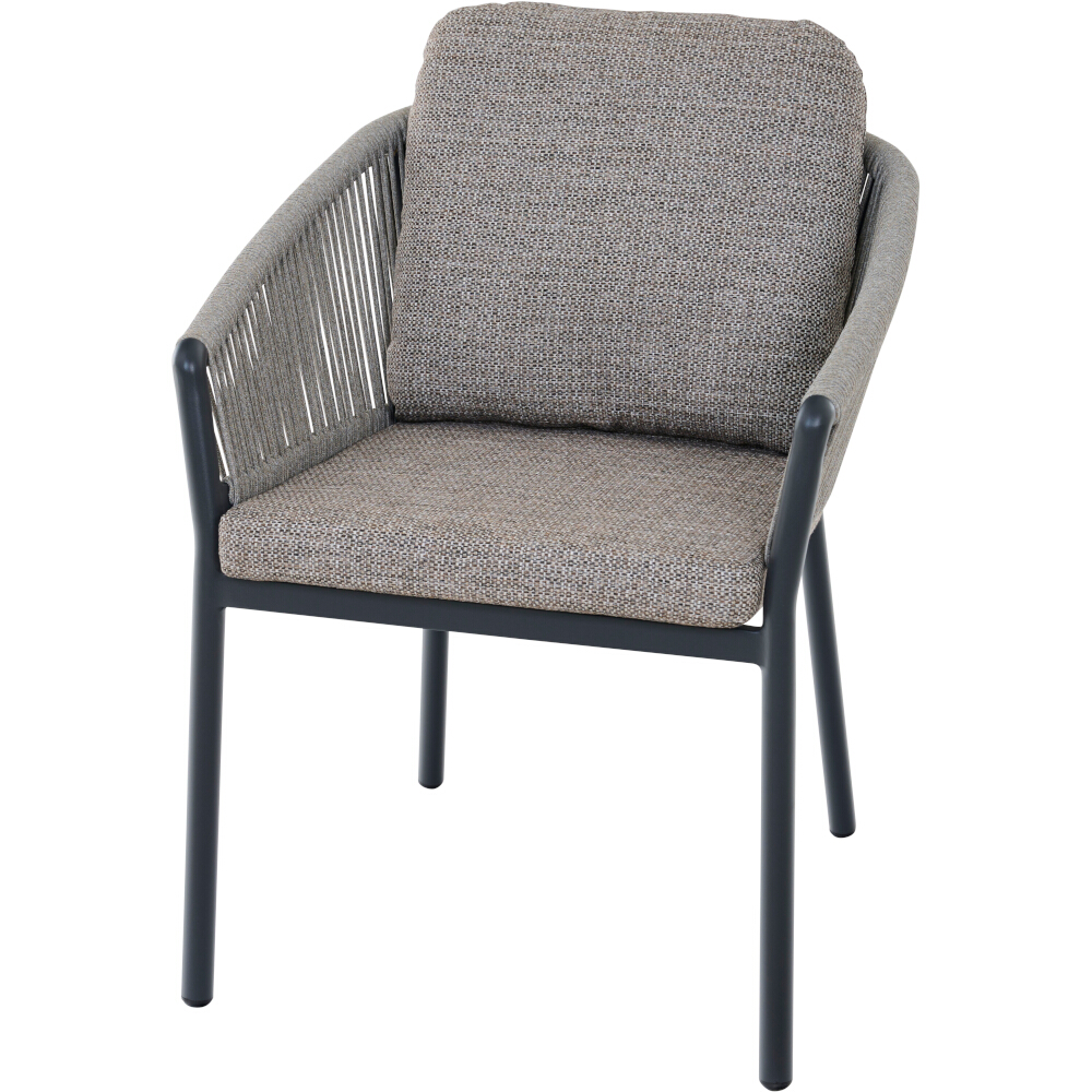 Stapelsessel MERANO in Farbe Aluminium anthrazit/Kissen aus Polyester in taupe braun , Moebel, Stuhl, Sessel, Kissen, Dekoration für Zuhause