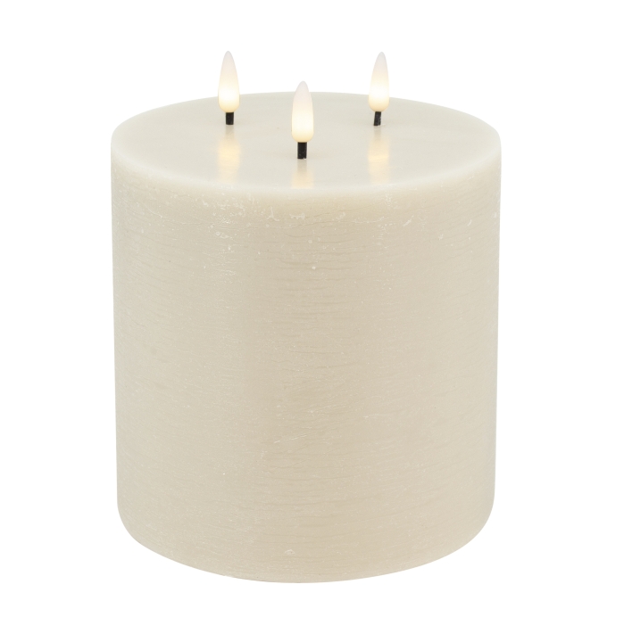 L.C. Wholesaler LED-3-Docht-Kerze BASIC ca. Ø 15, H 15cm in cream rustic, 15x15cm