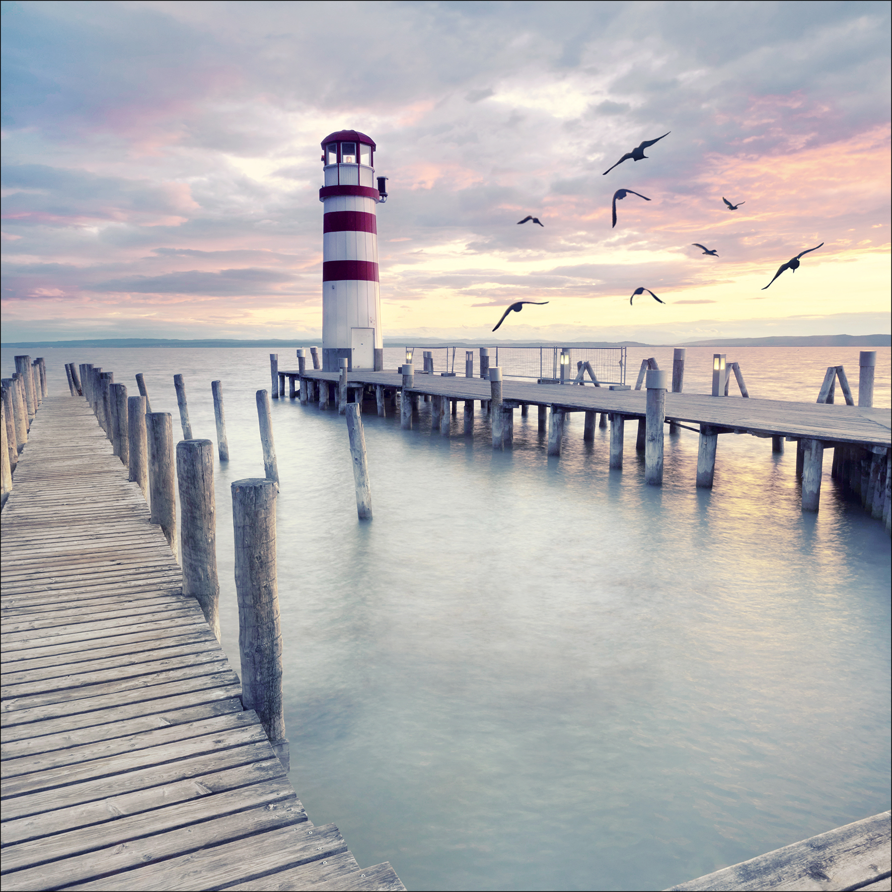 PRO ART Glas-Art 50x50cm White & Red Lighthouse