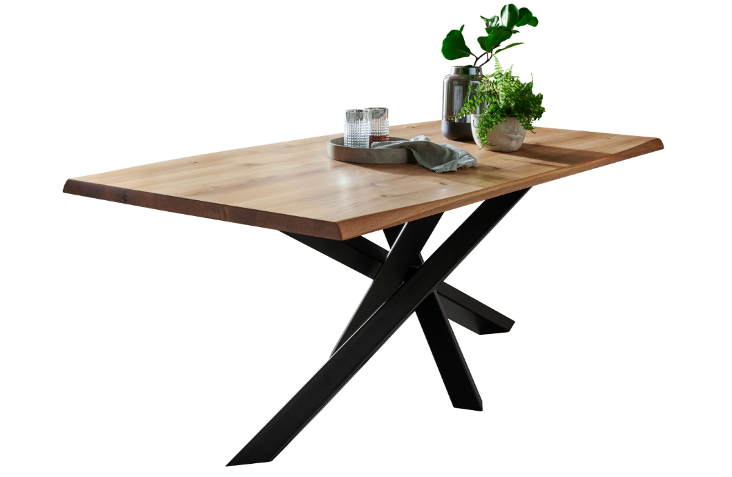 Frankenmöbel Esstisch TI-0600 ca.220 x 100 cm in Platte Wildeiche massig geölt, Esstisch, Mobiliar, Tabelle, Schreibtisch, Kaffeetisch