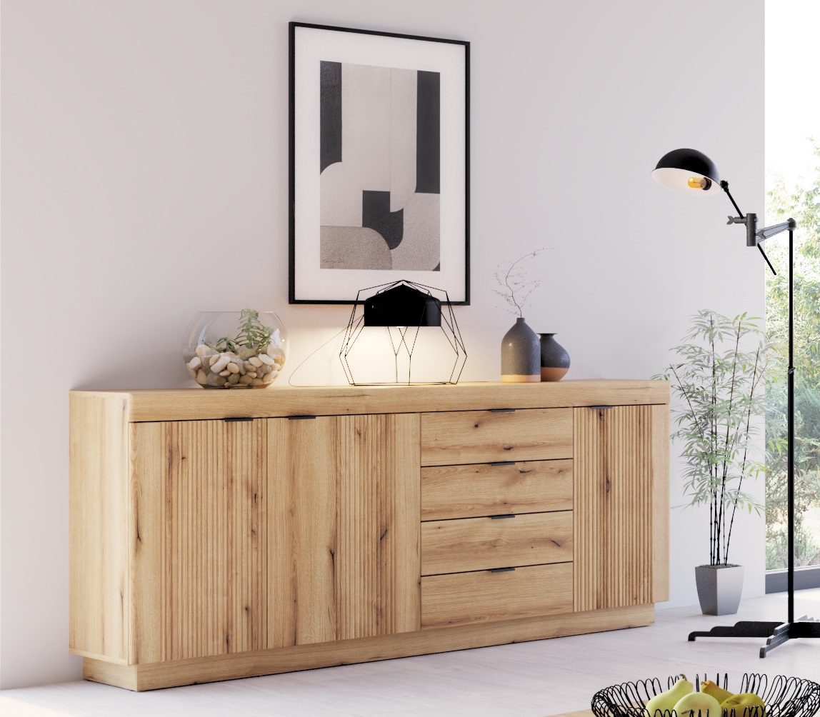 Sideboard DELAMAR ca. 186x86x40cm in Front/Korpus Coast Evoke Eiche