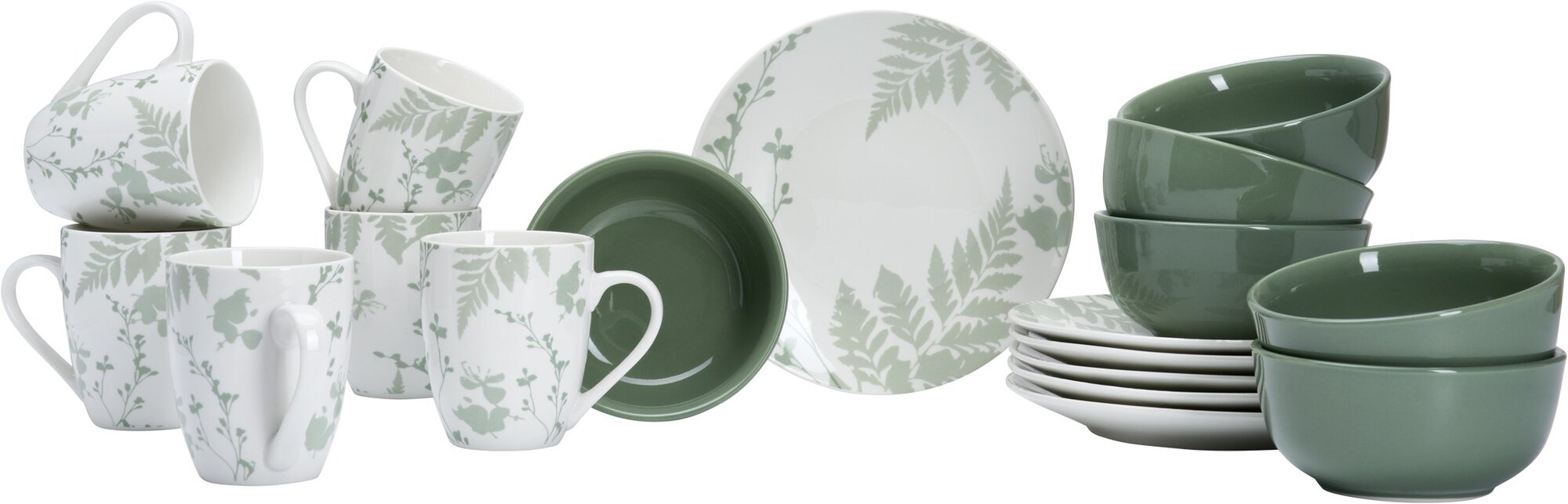 Ritzenhoff & Breker Frühstücksset IDA 18-tlg. aus Porzellan grün/weiß