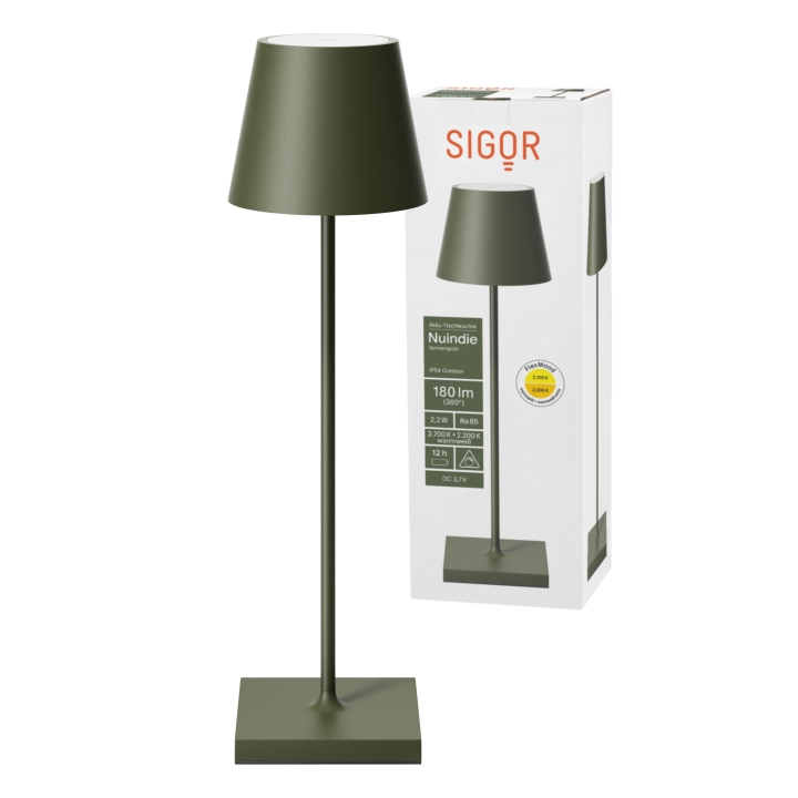 Sigor LED-Akku-Tischleuchte Nuindie in Farbe tannengrün, dimmbar Sigor LED-Akku-Tischleuchte Nuindie in Farbe tannengrün, dimmbar