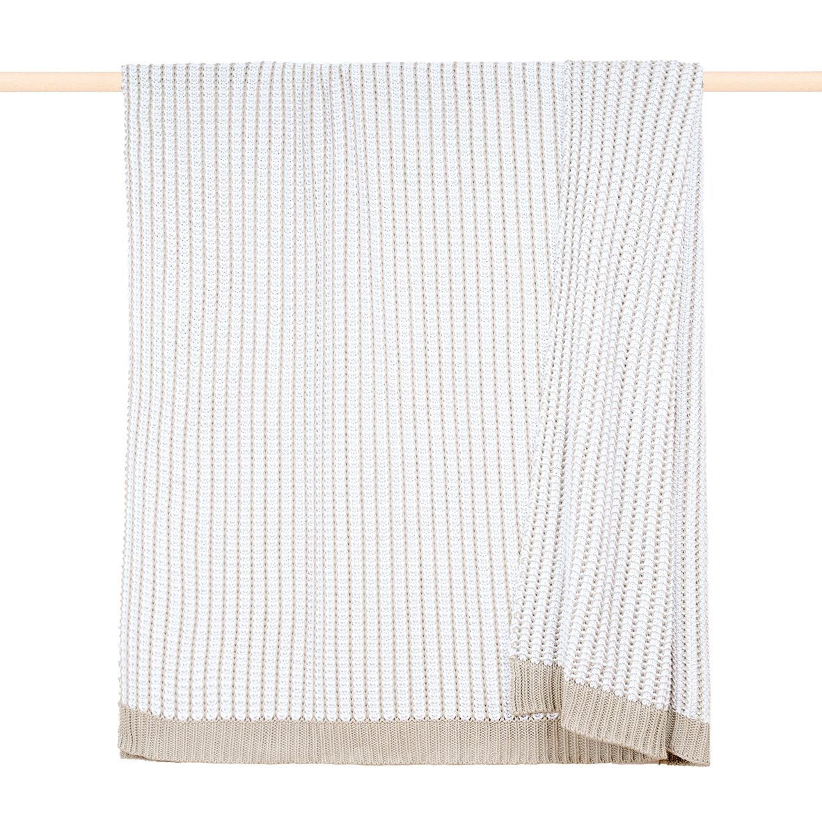Pad Decke BREEZE ca. 130x170cm in Farbe beige-white, Kragen, Textil, Decke, gestrickt, Beige