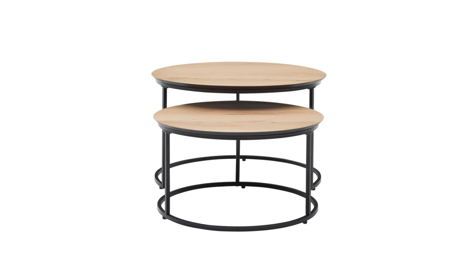 Roomio Couchtisch 2er-Set NO. 2002 mit Platte aus Eiche Echtholzfurnier natur