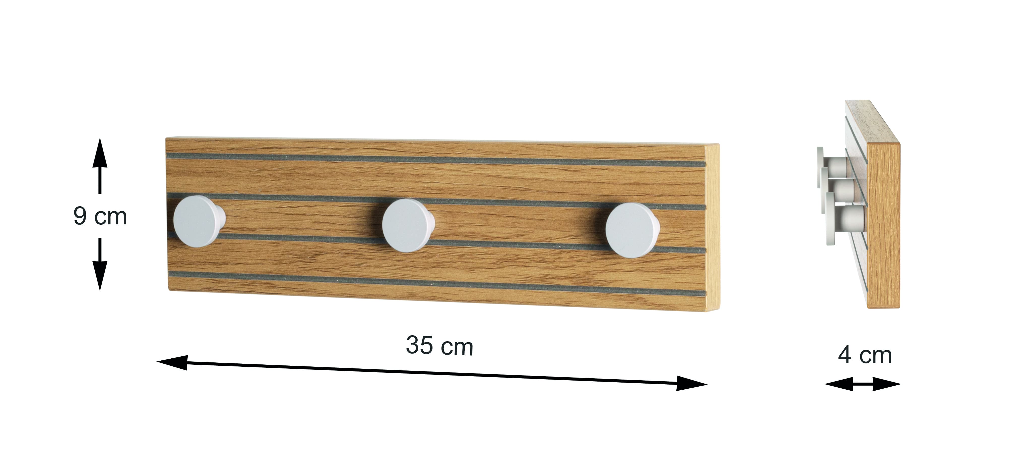 Haku Möbel Garderobenleiste POLAR ca.B35 H9 T4 cm in MDF Dekor Eiche natur, Holz, Mobiliar, Schublade, Postfach