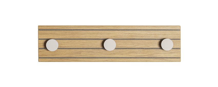 Garderobenleiste POLAR in Holzfarben, Holz, Wandhaken, Hakenleiste, Holzleiste, Magnethalter, Holz, Wandgarderobe, Pegs, drei Aufhänger, Lattenoptik