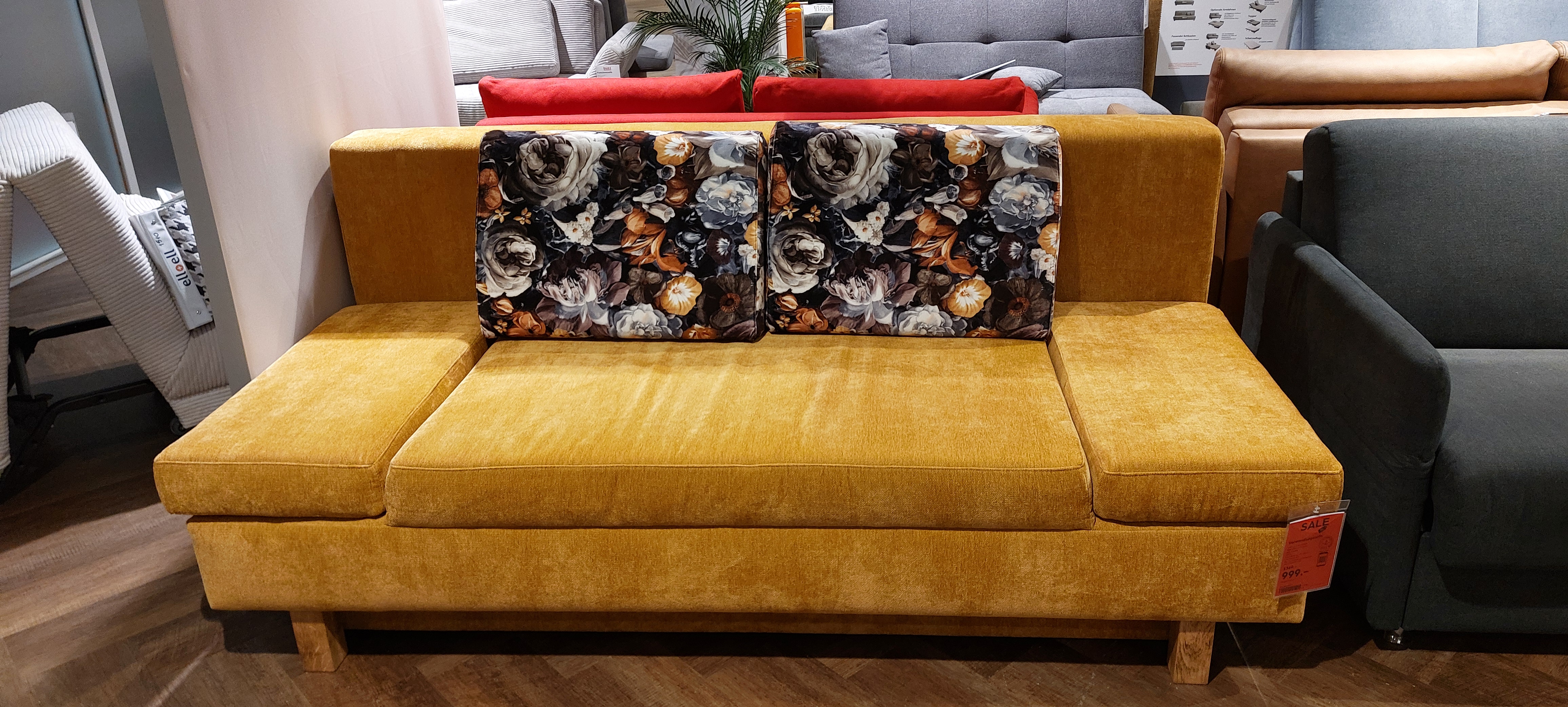 Verwandlungssofa TINO C in Stoff 1: 2-7039 senfgelb Verwandlungssofa TINO C in Stoff 1: 2-7039 senfgelb