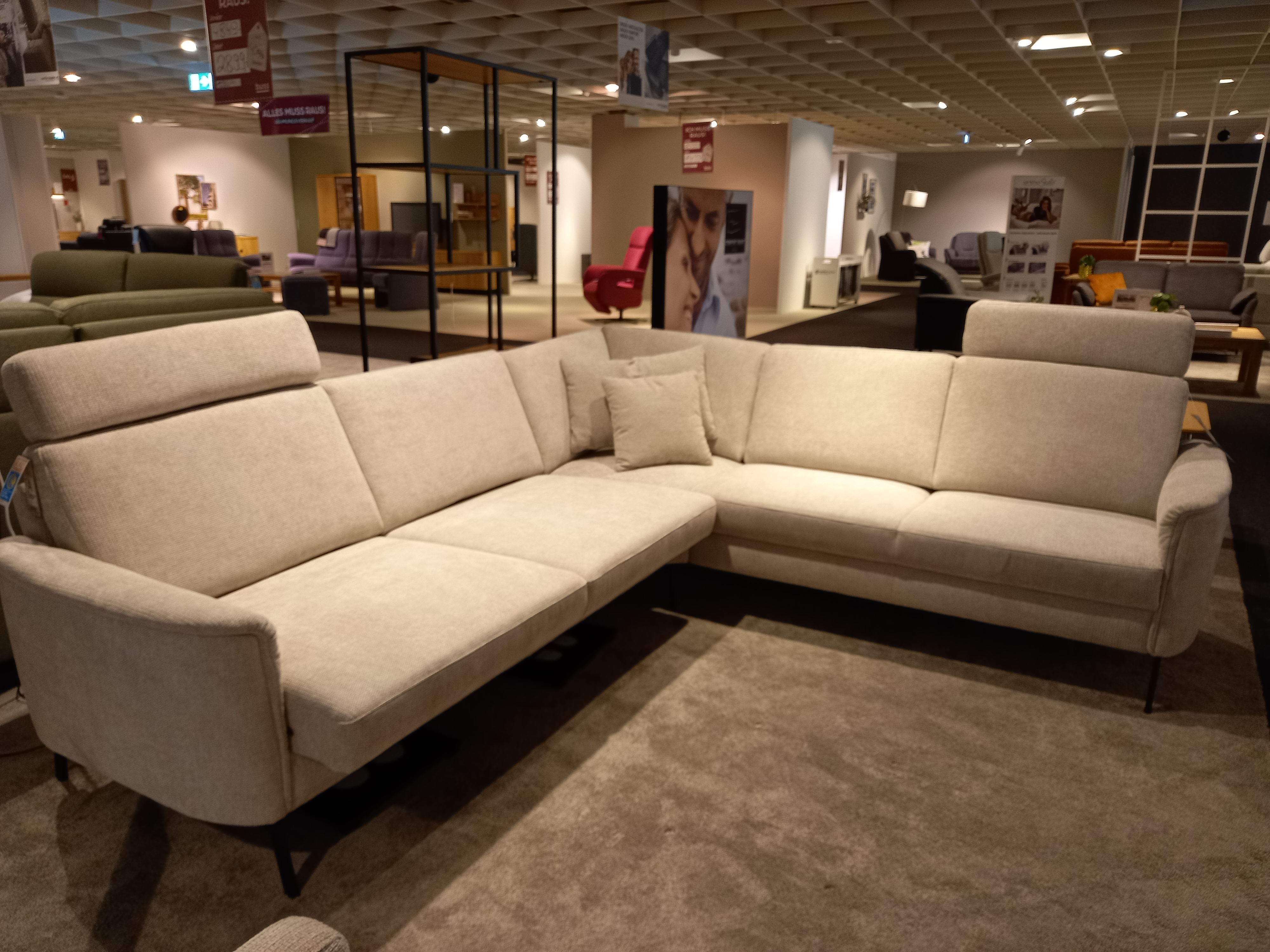 Carina Polsterecke in Stoff Famous nature, Couch, Sofa, Beige, Ecksofa, Stoffbezug