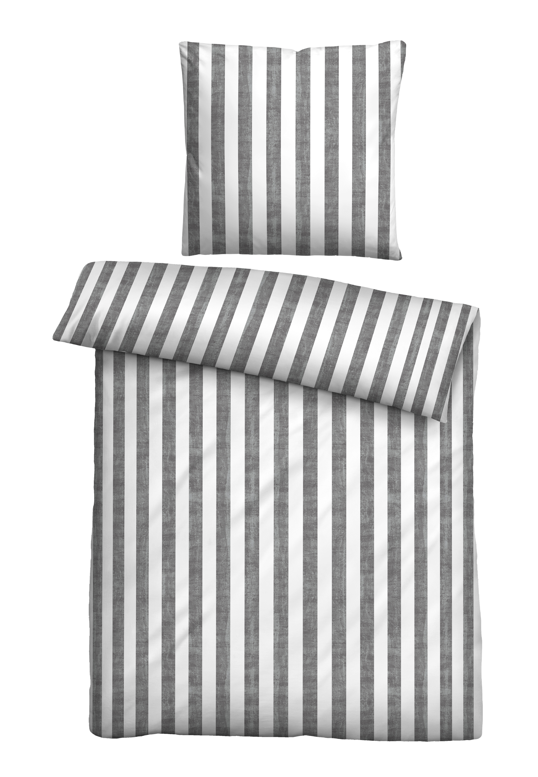 biberna SEERSUCKER-Bettwäsche ca. 155x220cm in Farbe Titanium, bettwäsche, bettbezug, kissenbezug, gestreift, baumwolle