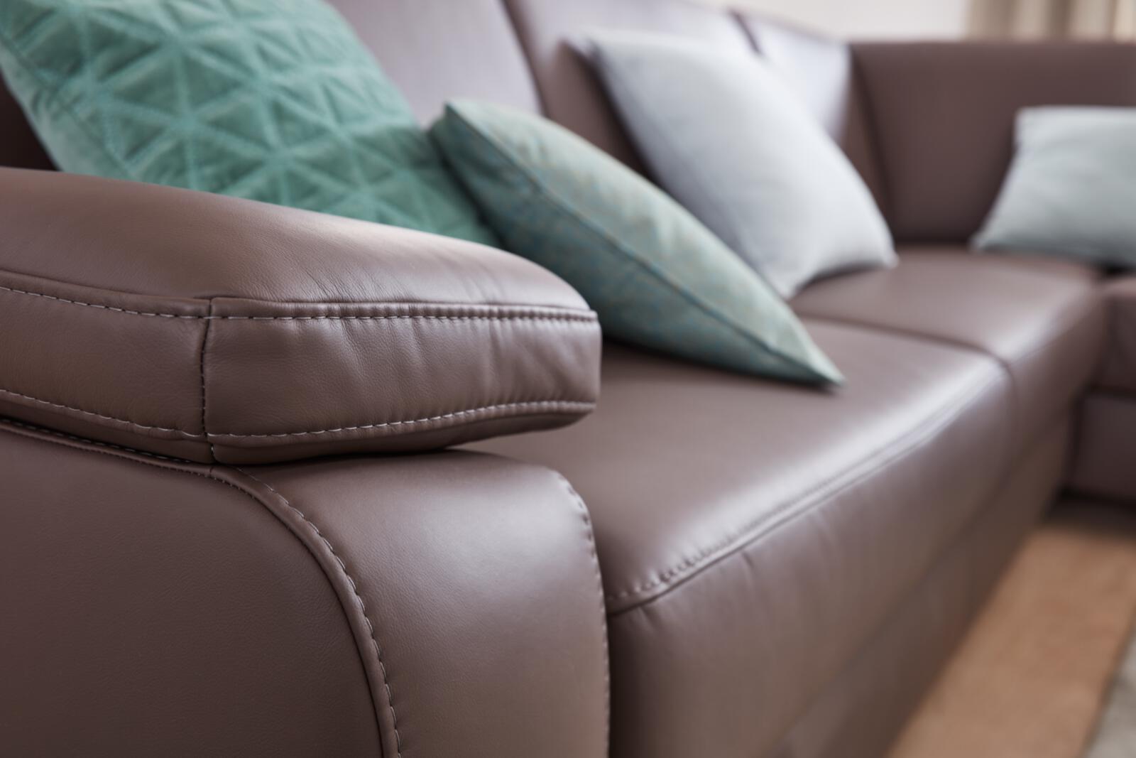 Modulmaster Polstereckgruppe MM-PN1059 ca. 286x224cm in Leder Torro mocca, Sofa, Leder, Braun, Sitzkissen, Nähte