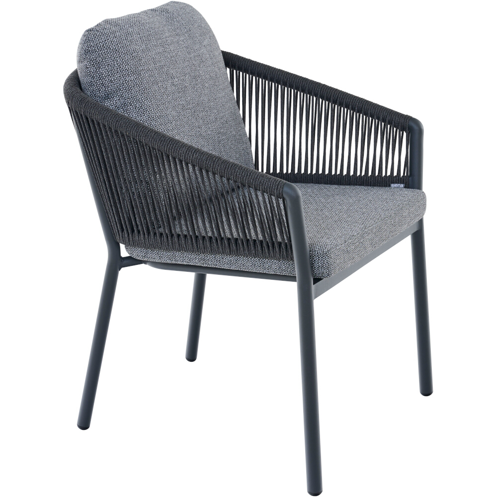 Stapelsessel MERANO in Farbe Aluminium anthrazit/Kissen aus Polyester, 350 g/m² in silber grau, Stuhl, Mobiliar, Sessel