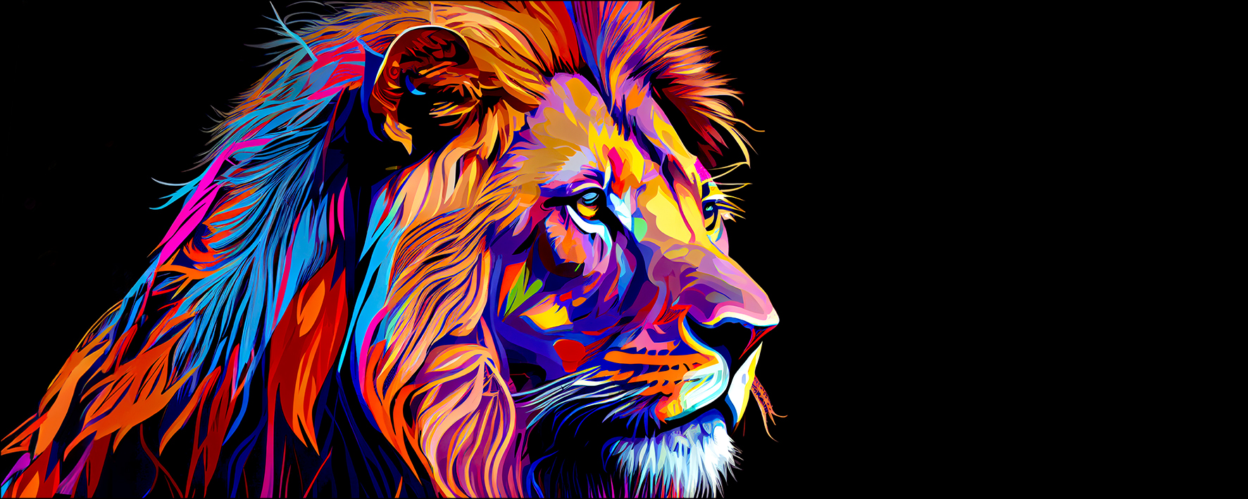 PRO ART Glas-Art 80x30cm Colorful Lion Head V