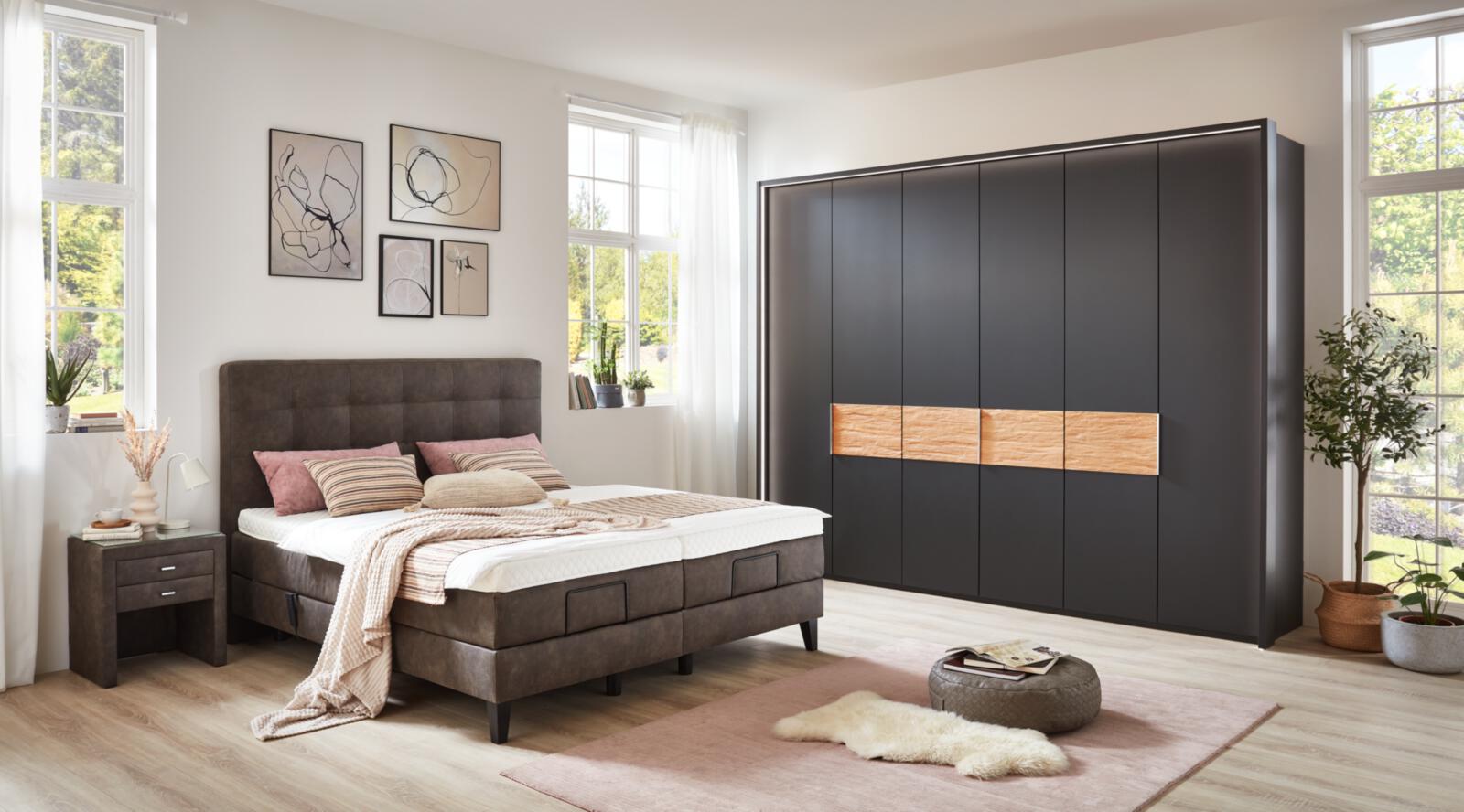 Fey Boxspringbett KARAT AVANTGARDE ca. 180x200cm in Farbe Stoff Resort schlamm 11, Drinnen, Innenarchitektur, Inneneinrichtung, Mobiliar, Schlafzimmer