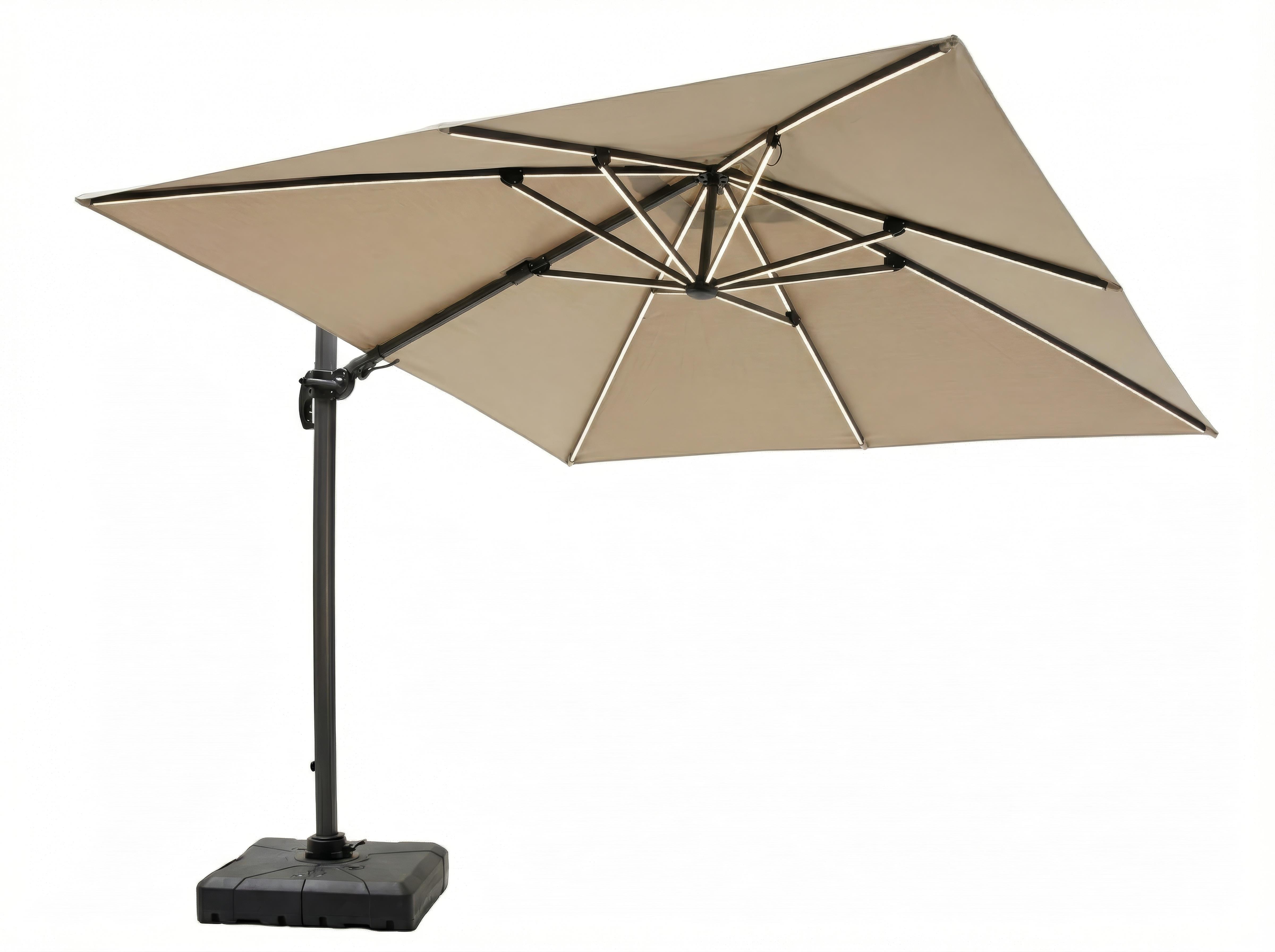 Ampelschirm in Grau, schirm, sonnenschirm, basisplattform, stance, bezug