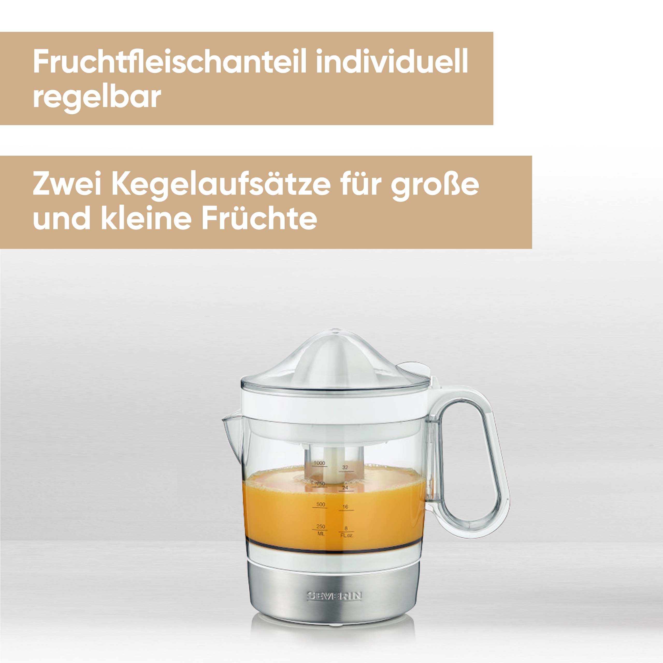 Severin Citruspresse CP 3535 in weiß/Edelstahl gebürstet Severin Citruspresse CP 3535 in weiß/Edelstahl gebürstet