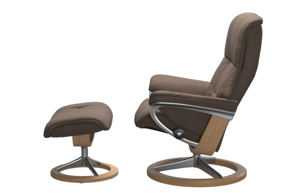 Stressless Sessel mit Hocker Mayfair Signature (M) in Leder Batick Mole