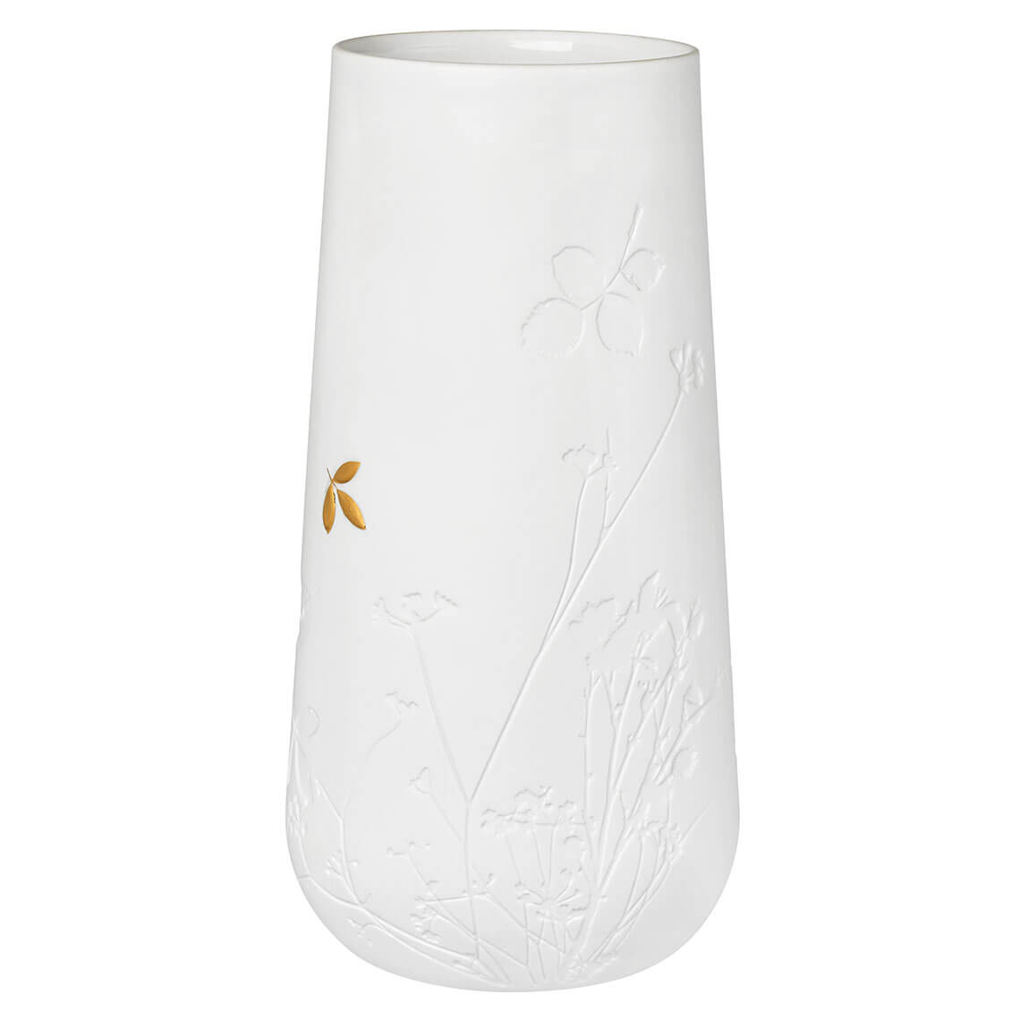 Vase groß GOLDBLATT in Farbe weiß Vase groß GOLDBLATT in Farbe weiß, vase, weiß, embossed, blumen, dekorativ