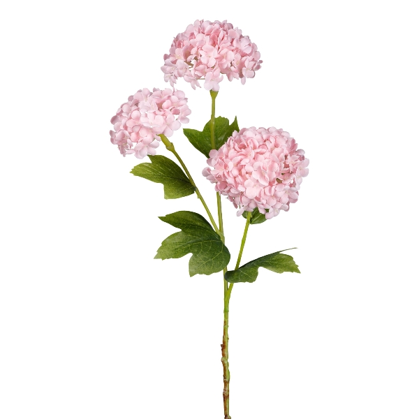 Gasper Schneeballzweig x 3, 61 cm, in Farbe Rosa, hydrangea, pink hydrangea, blütenstängel, botanisch, grüne blätter