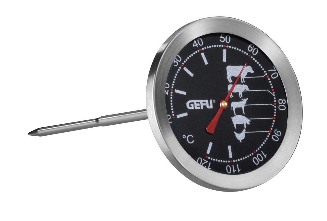 GEFU Bratenthermometer MESSIMO in Farbe schwarz/silber GEFU Bratenthermometer MESSIMO in Farbe schwarz/silber, Küchenmessgerät, Thermometer, Backofenthermometer, Stahl, Rundschwarz