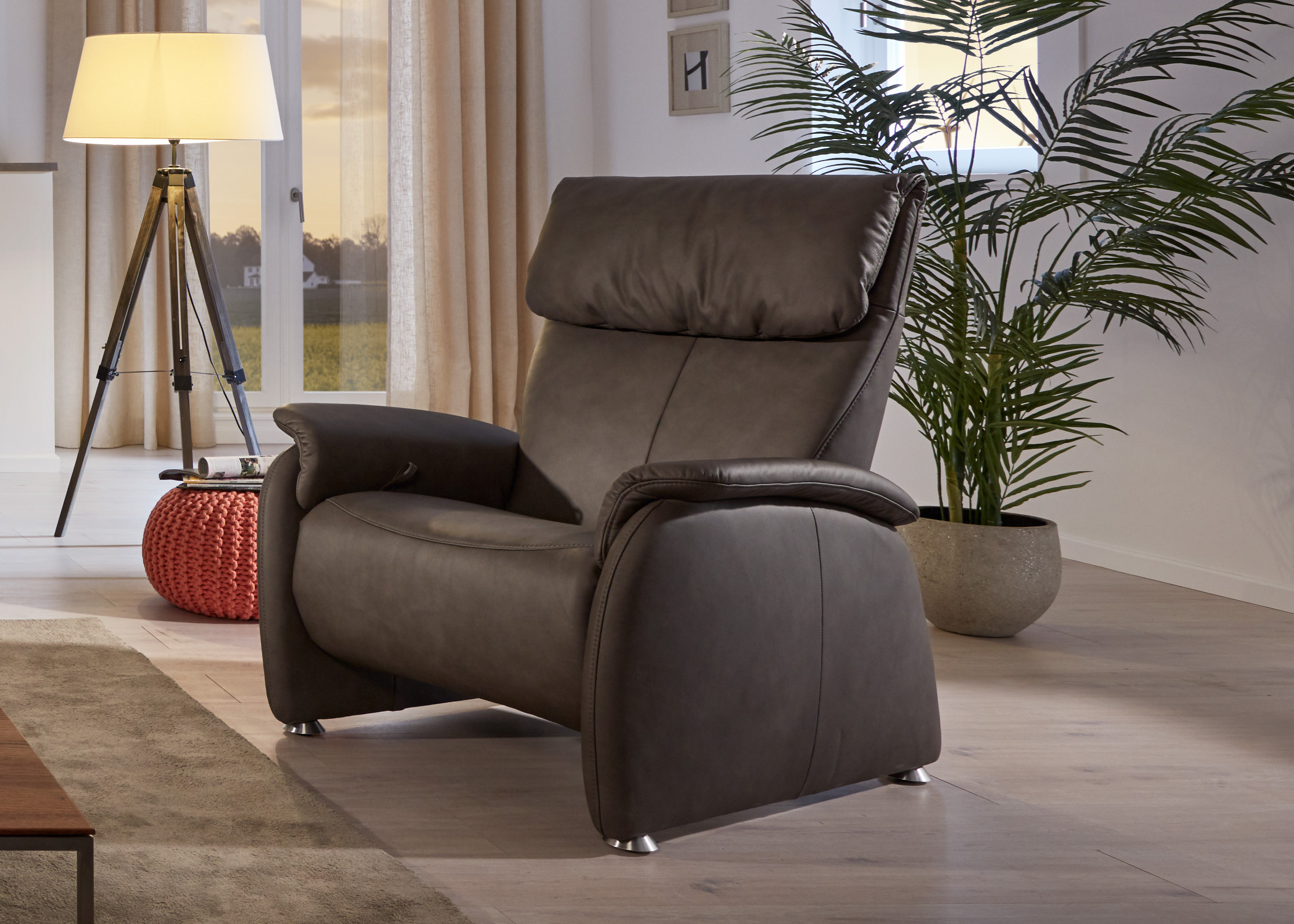 Himolla Sessel 4897 in braun, Sessel, Leder, Grau, Wohnzimmer, Bequemer Sessel