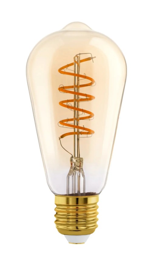 Eglo Leuchten LED-Leuchtmittel AMBER in Farbe Amber, Glühbirne, E27, Spiralwendel, Vintage, Glühfaden