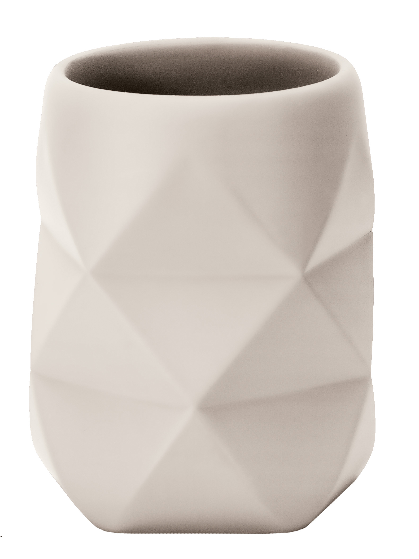 Kleine Wolke Zahnputzbecher CRACKLE ca. 8x8cm in Farbe Bast, porcelain vase, white vase, geometric pattern, faceted surface, small vase
