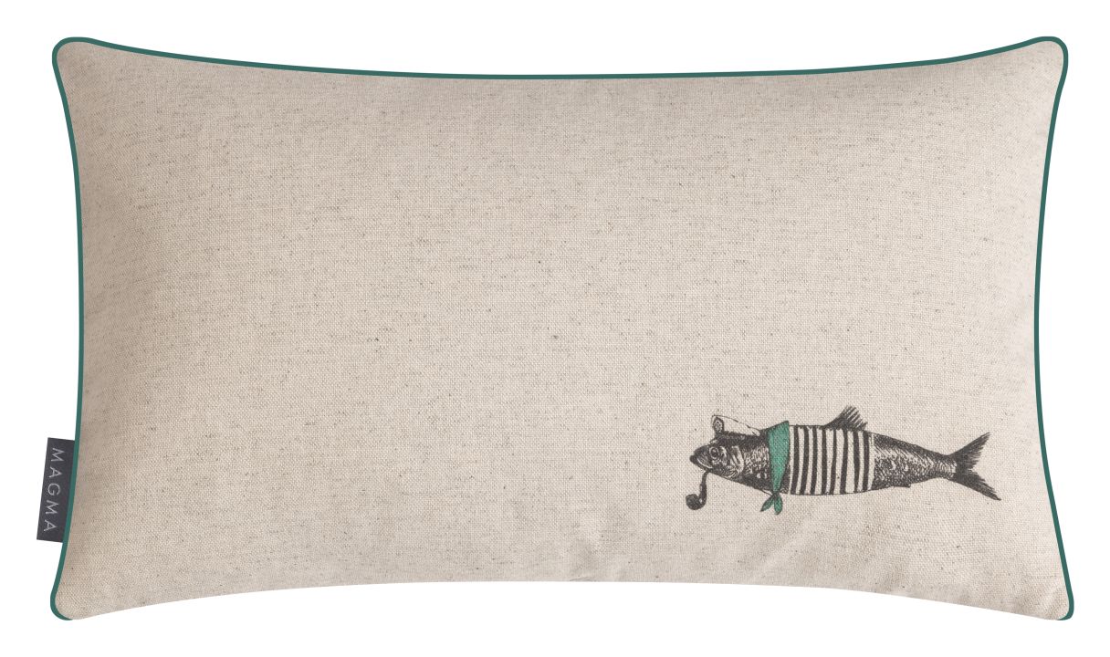Magma Heimtex Kissenhülle WELLENZEIT ca. 30x50cm in Farbe Moin, Kissen, Dekoration für Zuhause, Fische, Leben im Meer