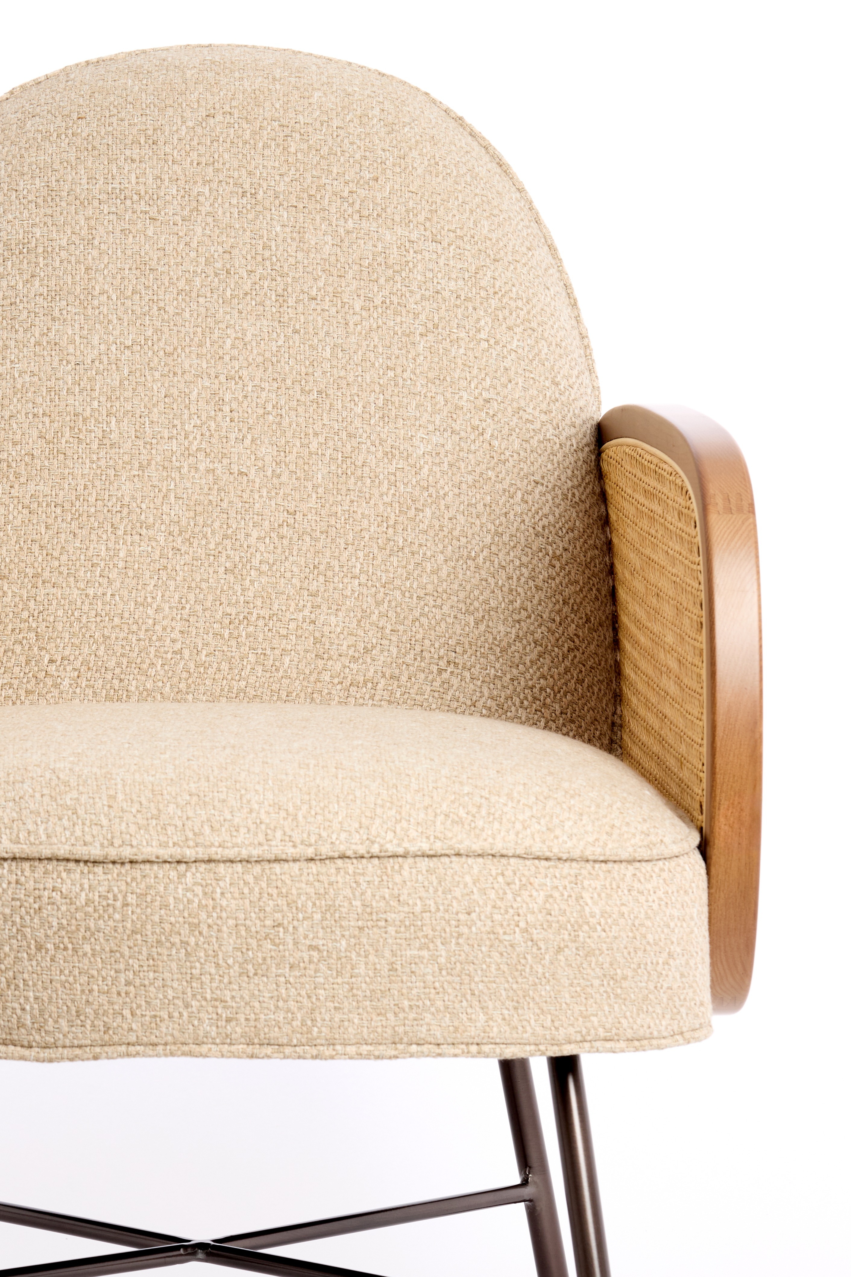 Stuhl in Beige+Rotan natural