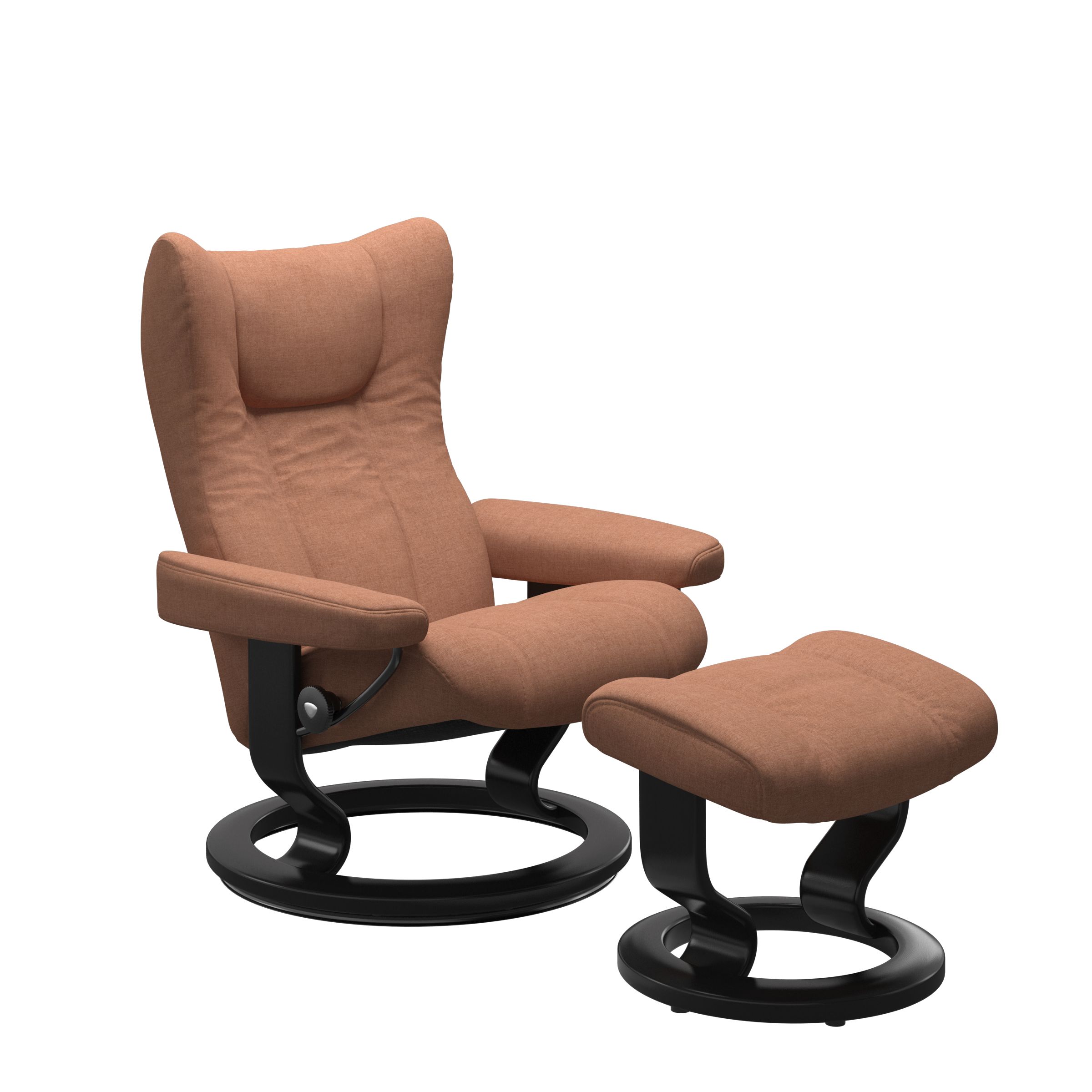 Stressless Sessel mit Hocker WING in Dahlia Spice Stressless Sessel mit Hocker WING in Dahlia Spice, Sessel, Aufsteckstuhl, Fußstütze, Beiger Stoff, Rundfuß-Basis