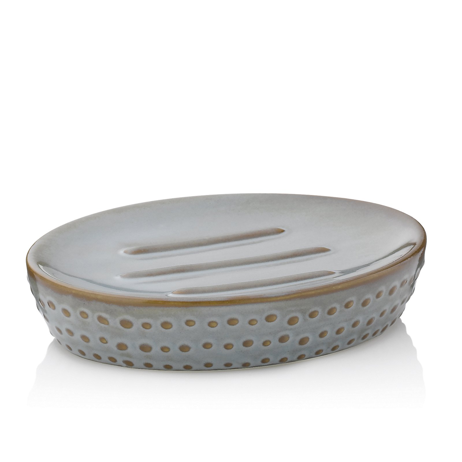 Kela Seifenschale Dots Keramik Braun, Seifenhalter, Keramik, Grau, Lochmuster, Mit Lochdeckel