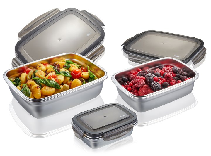 GEFU Frischhaltedosen-Set PREPPO in Silber, Transparent