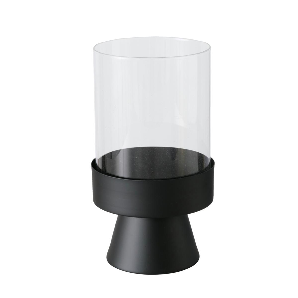 // Windlicht Pallas // Eisen pulverbeschichtet schwarz // Klarglas // Höhe ca. 29 cm