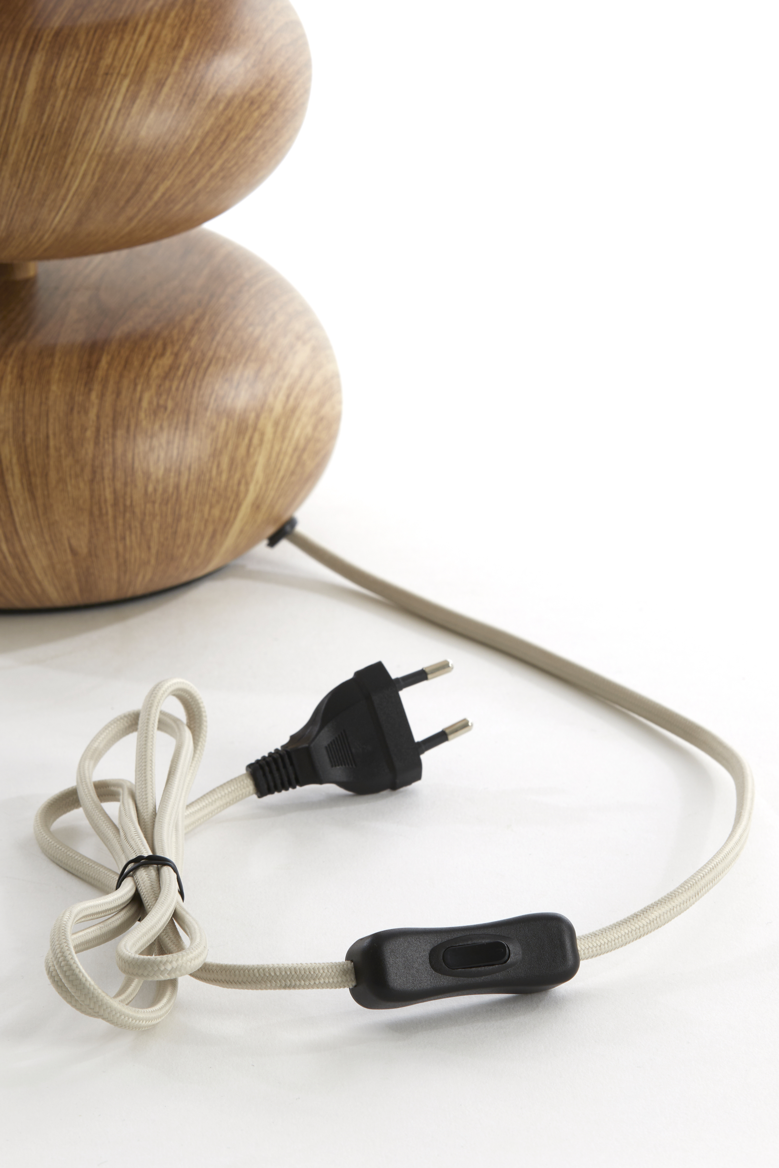 Tischleuchte Durchm. 22x51cm in wood Print natur+Rope creme