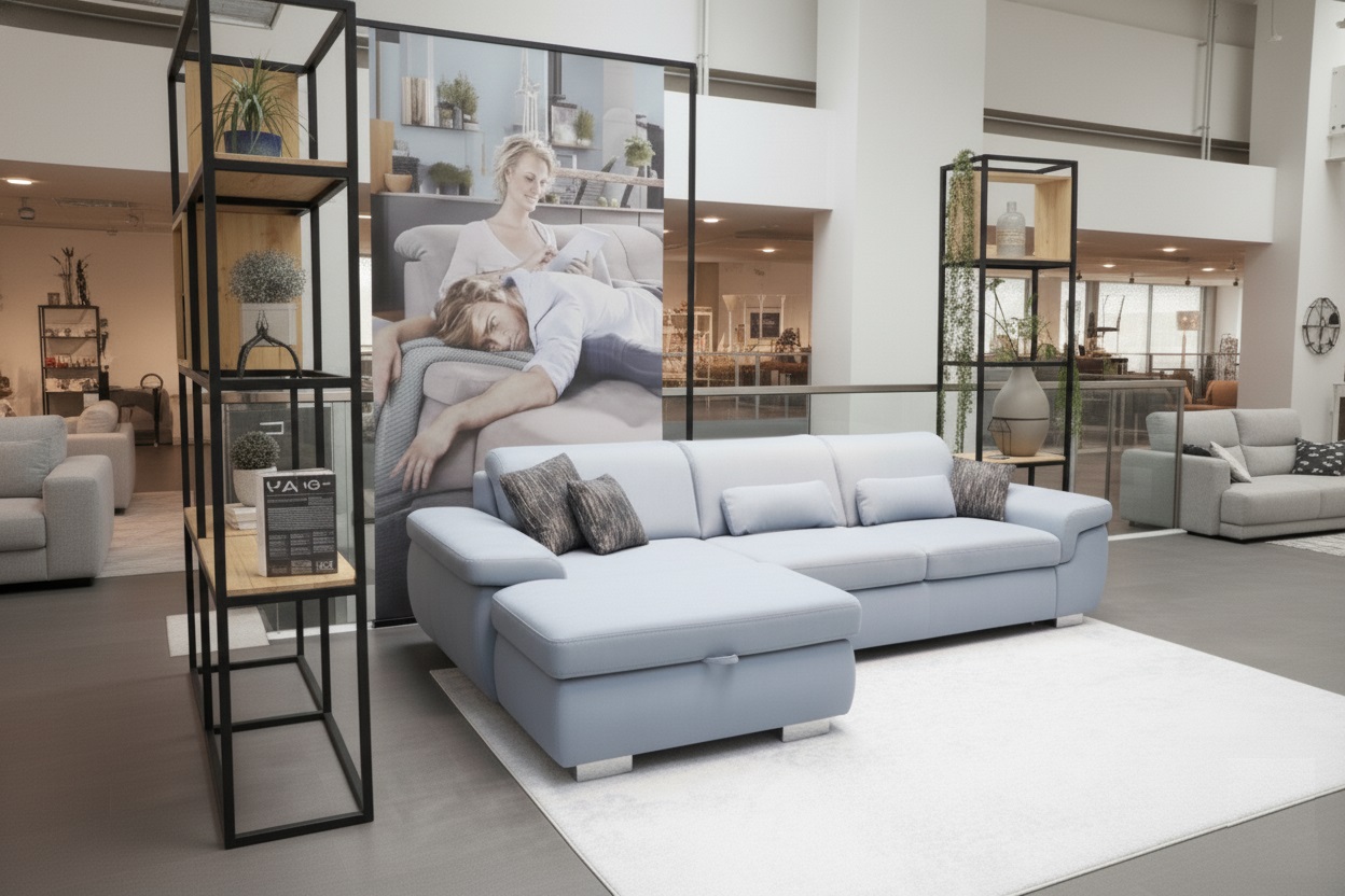 Polstereckgruppe VS-XP-MP1069 ca. 325x195cm in Stoff Mammut steel, Moebel, Wohnzimmer, Couch, Person, Frau