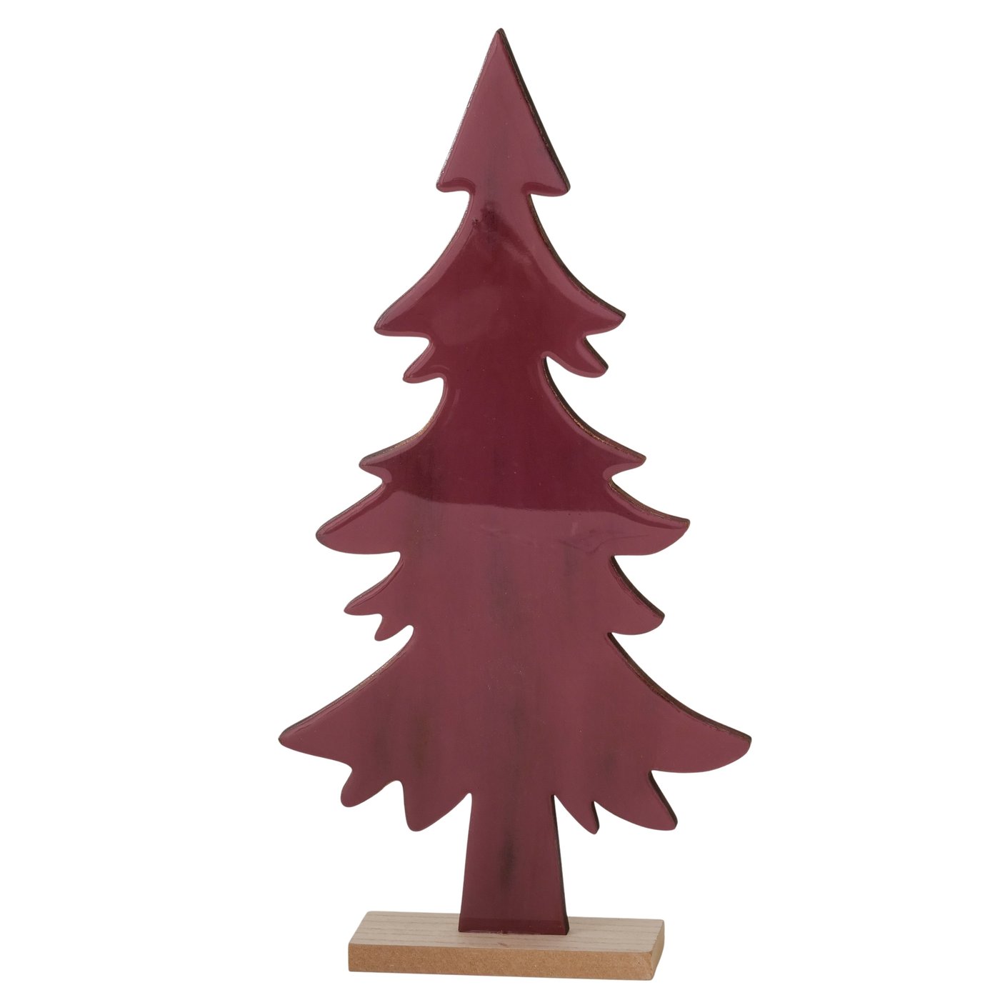 Boltze Dekoaufsteller Pure X-Mas Holz Rot, Weihnachtsbaum-Deko, Tannenbaum, Holz, Bordeauxrot, Standfuß