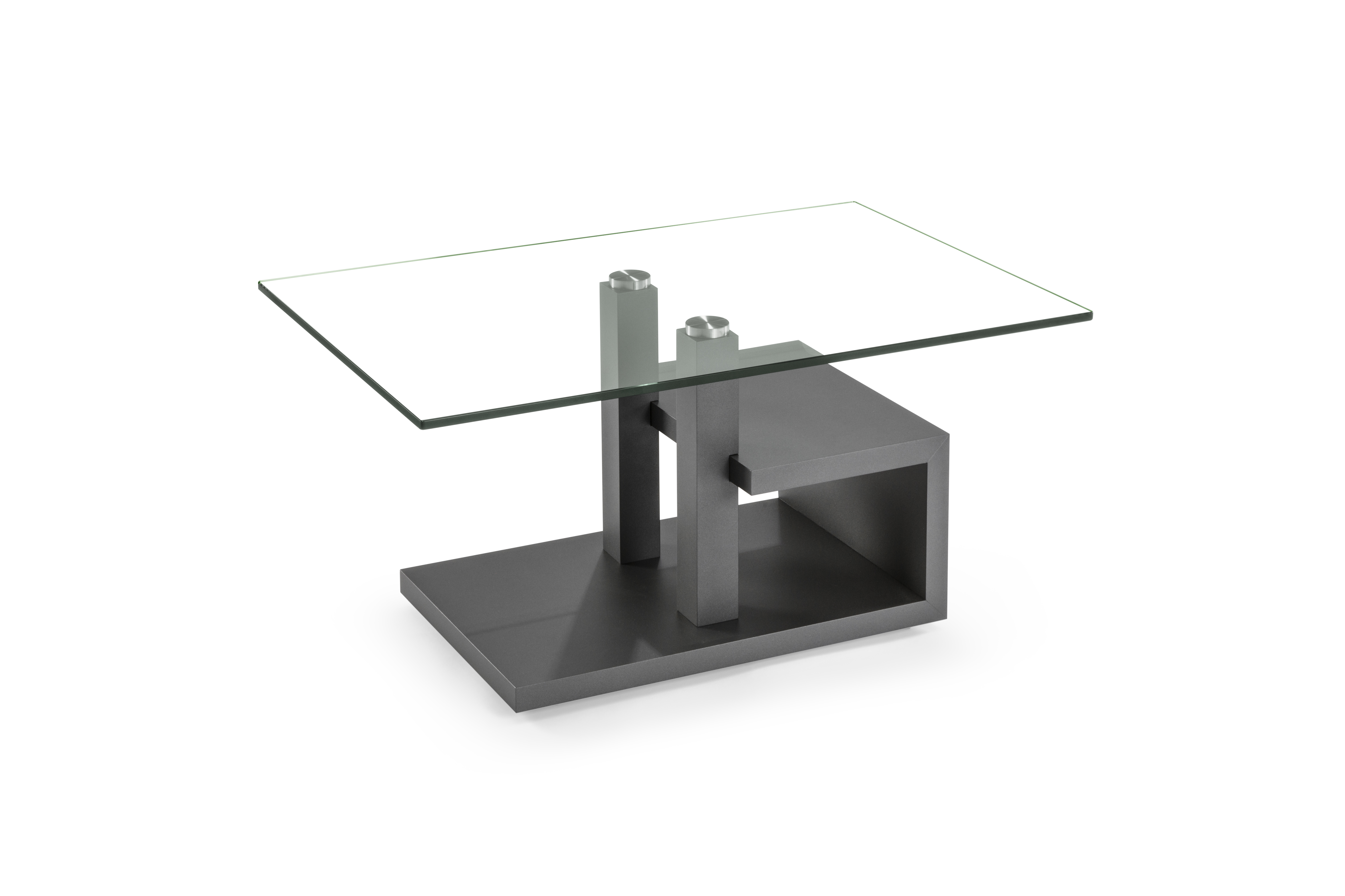 Hasse Möbel Collection Couchtisch ca. 90 x 60 cm, Höhe ca. 44 cm in MDF anthrazit lackiert/Klarglas, 12 mm