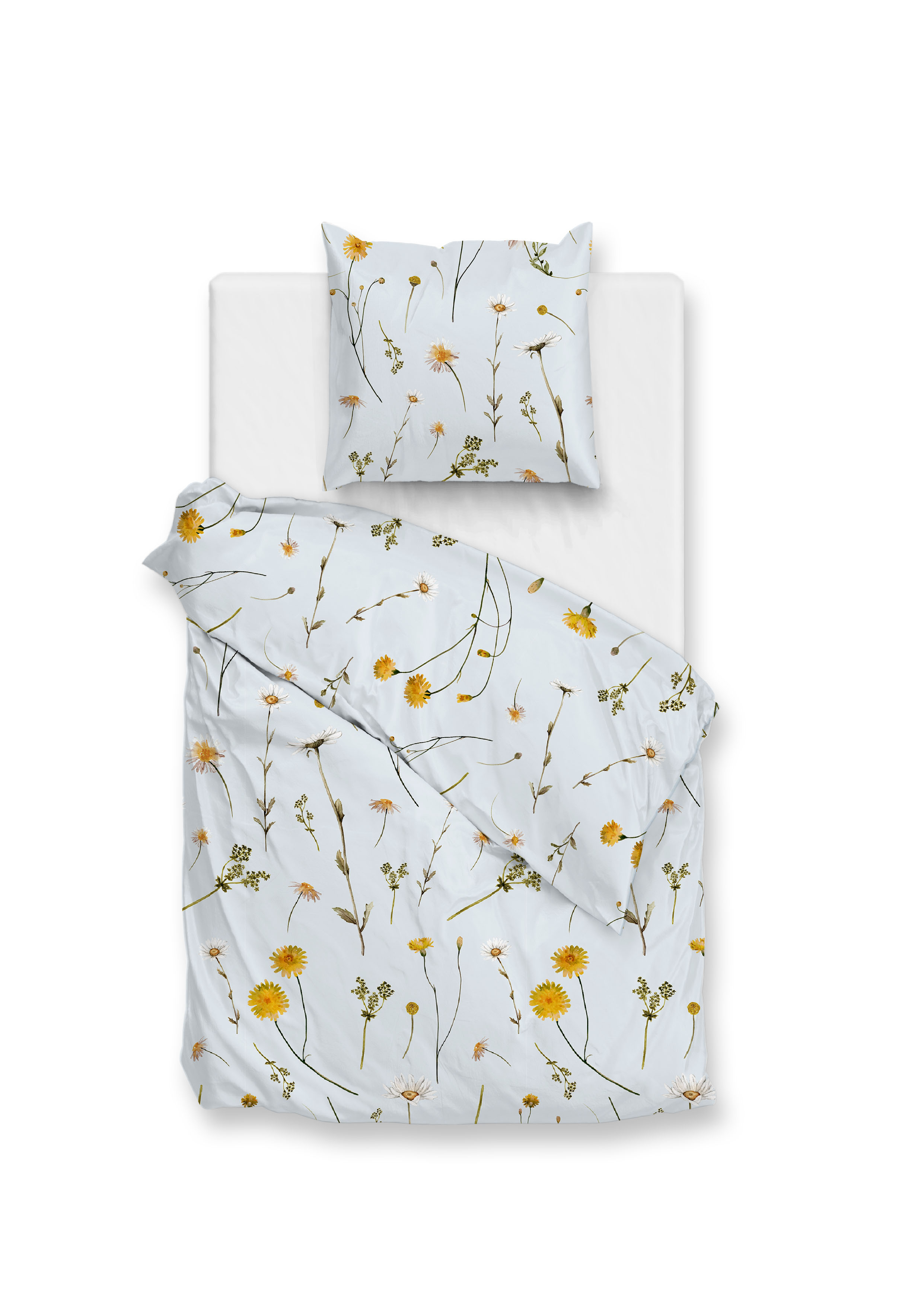 Bettwäsche Savio 135x200 cm SAVIO 135 x 200 cm in Powder blue, Duvetbezug, Bettwäsche, Blumenmuster, Stoffdruck, Damen/Unisex Bettwäsche